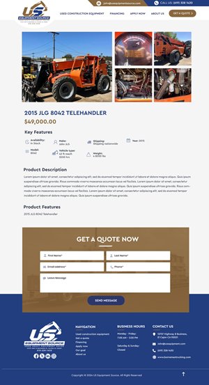 Web-Design von Blue Sparrow für US EQUIPMENT SOURCE | Design: #34502721
