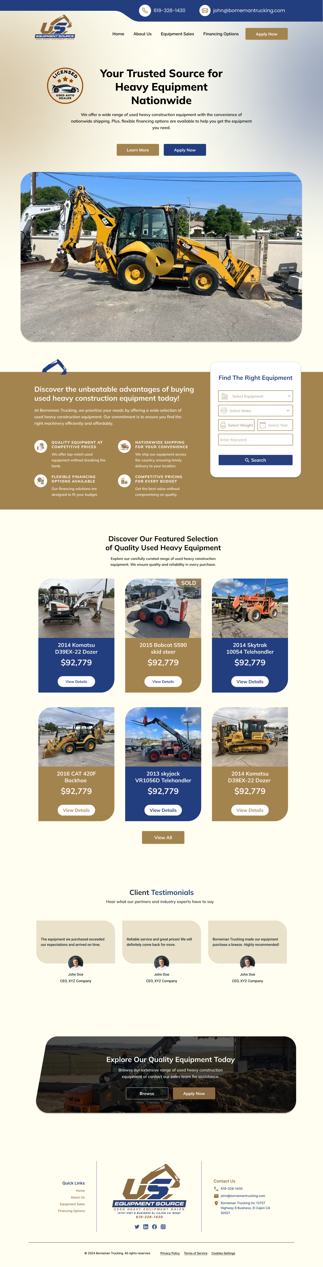 Web-Design von MEK.X.Studio für US EQUIPMENT SOURCE | Design #34415052