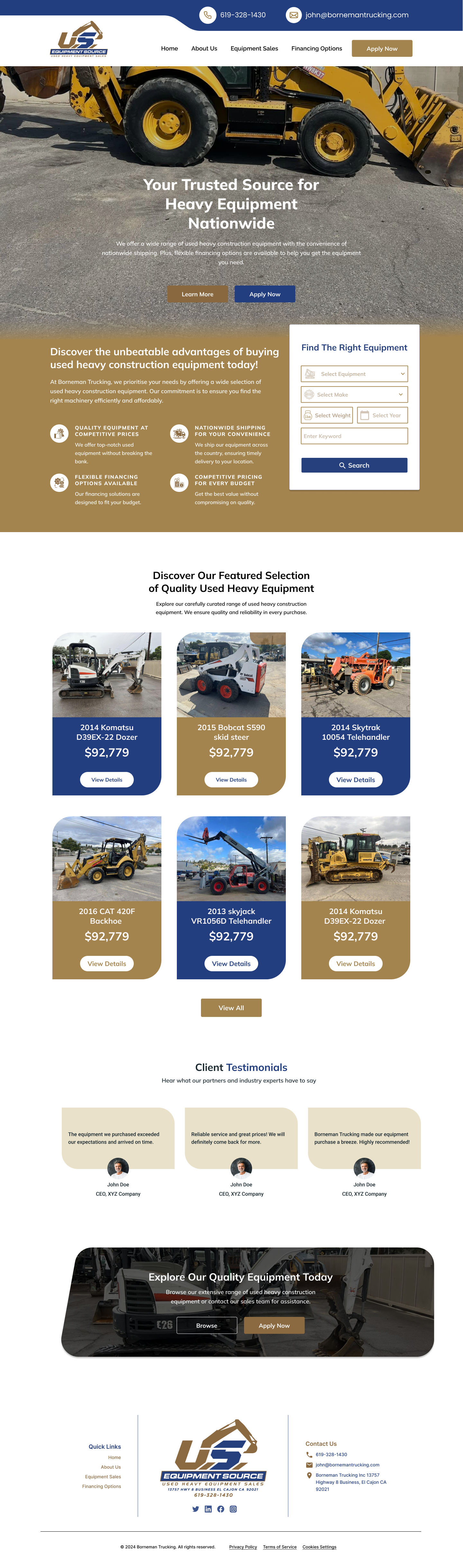 Web Design by MEK.X.Studio for US EQUIPMENT SOURCE | Design #34418418