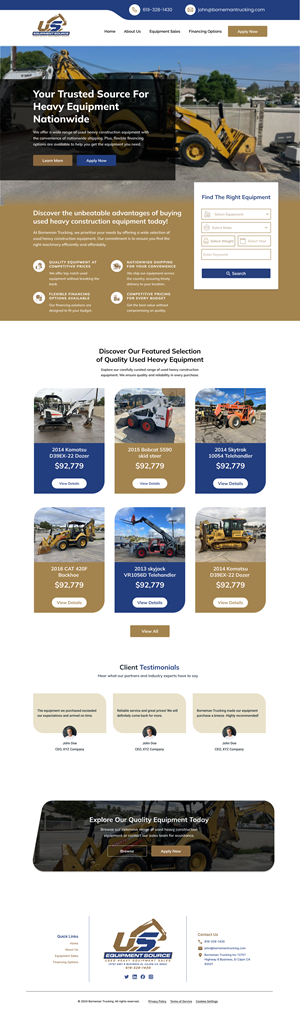 Web-Design von MEK.X.Studio für US EQUIPMENT SOURCE | Design: #34418419