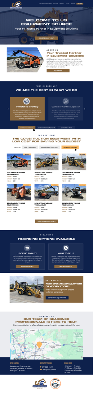 Web-Design von Finley Johnson für US EQUIPMENT SOURCE | Design: #34414474