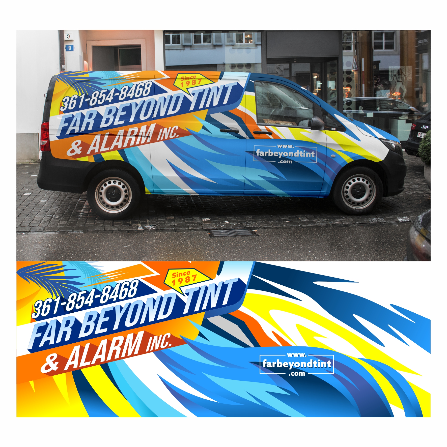 Graphic Design by dcoffeeaddict for Far Beyond Tint & Alarm  | Design #34432163