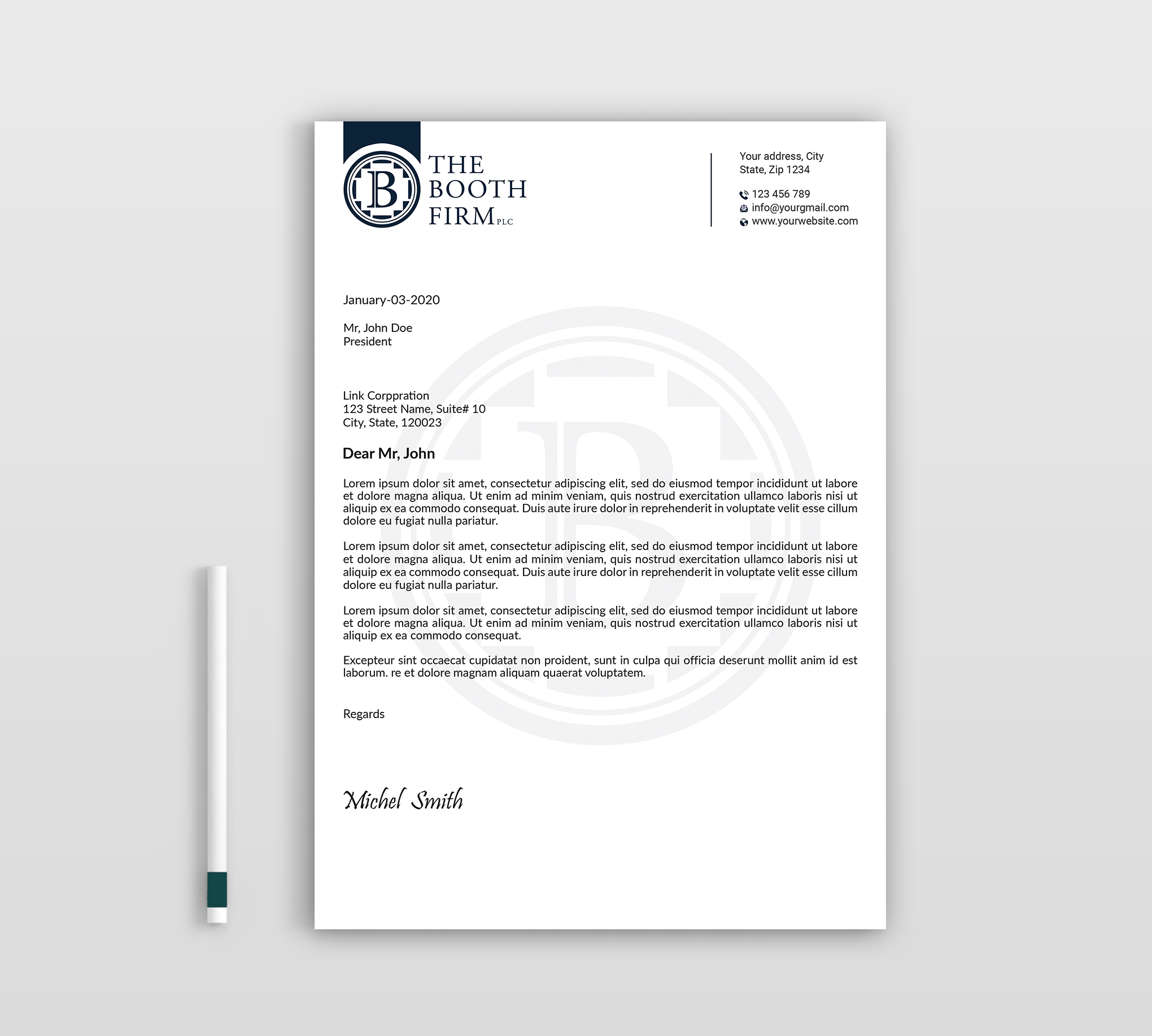Stationery Design by Expert Bappy for The Booth Firm PLLC | Design #34434111
