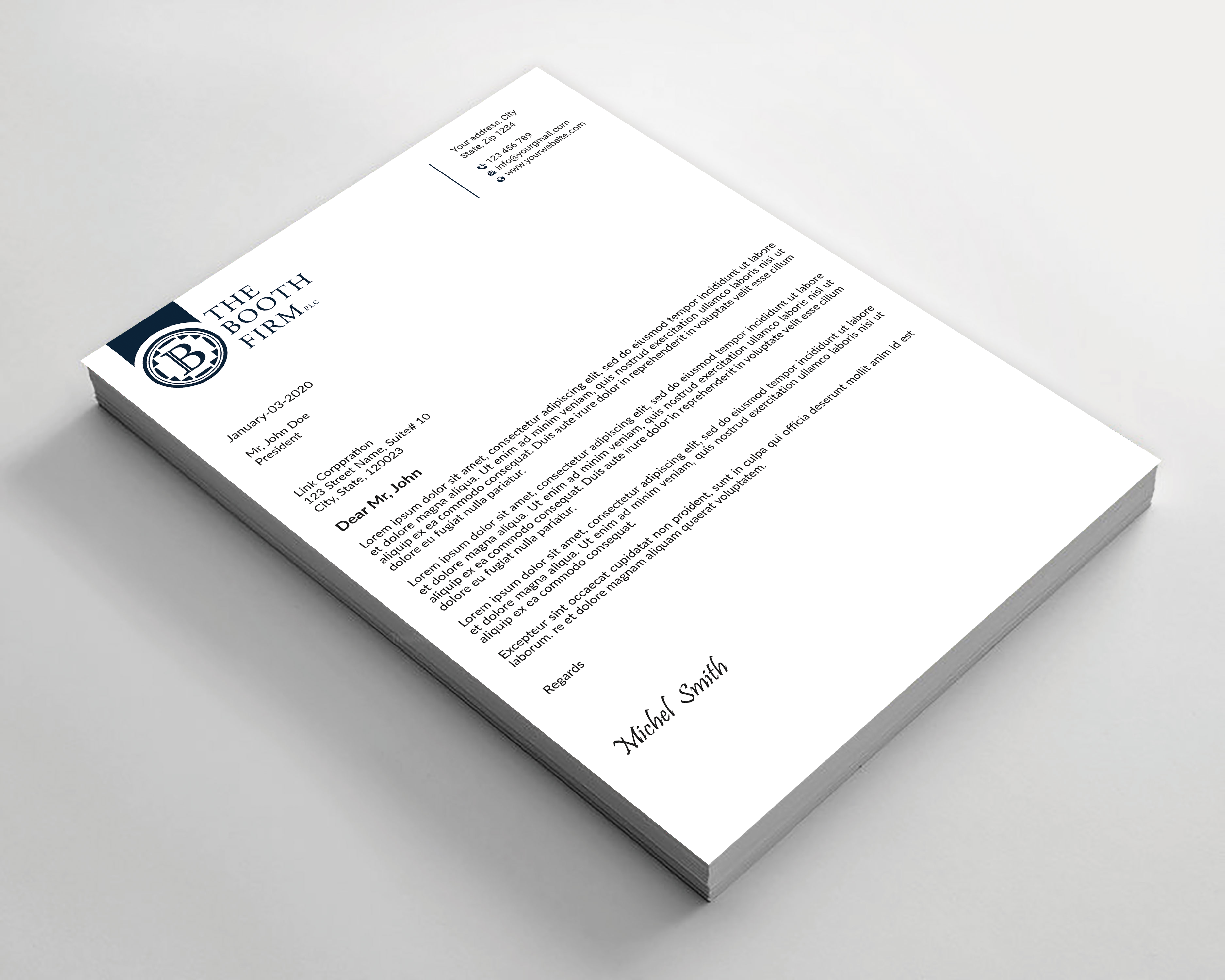 Stationery Design by Expert Bappy for The Booth Firm PLLC | Design #34434116