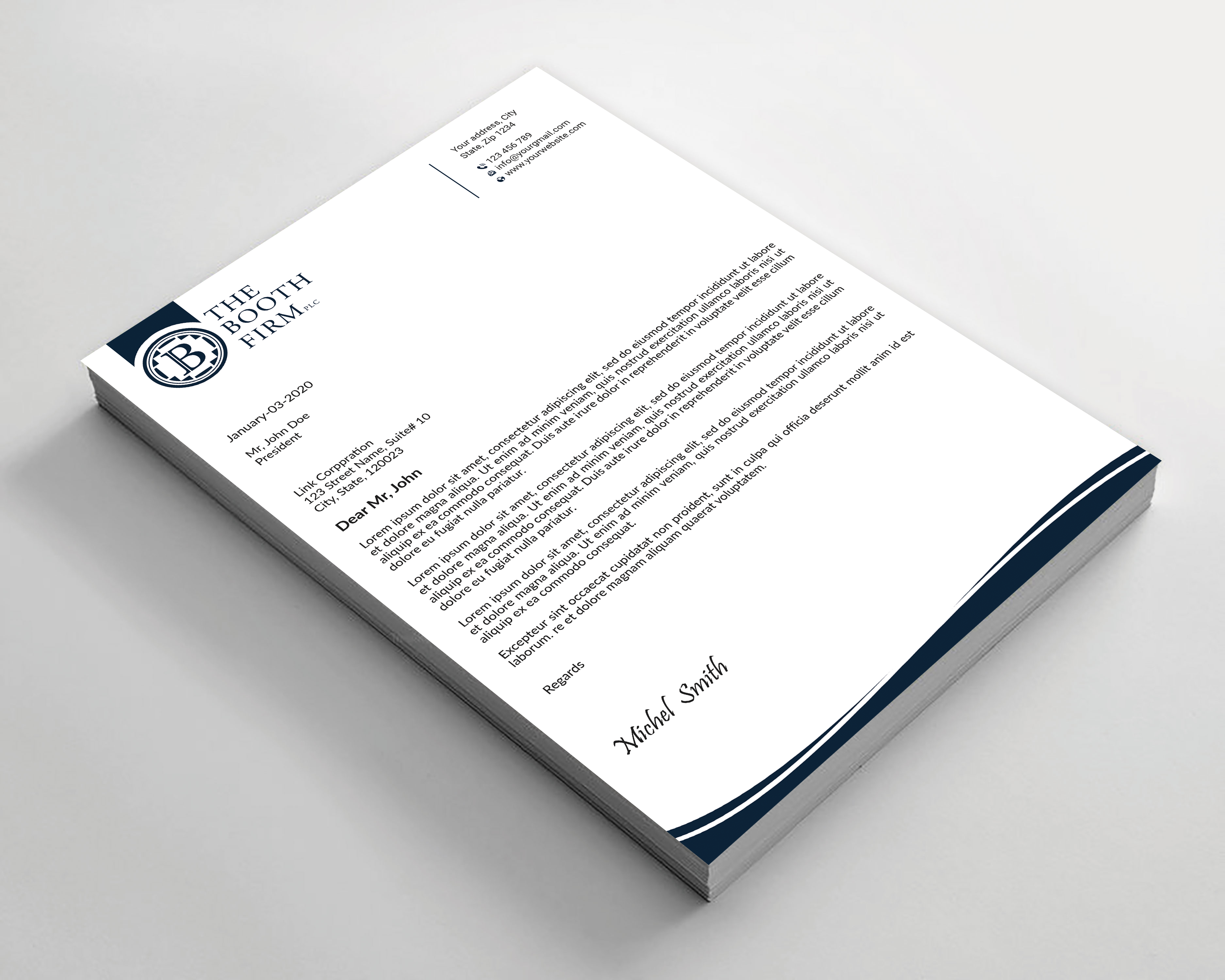 Stationery Design by Expert Bappy for The Booth Firm PLLC | Design #34434146