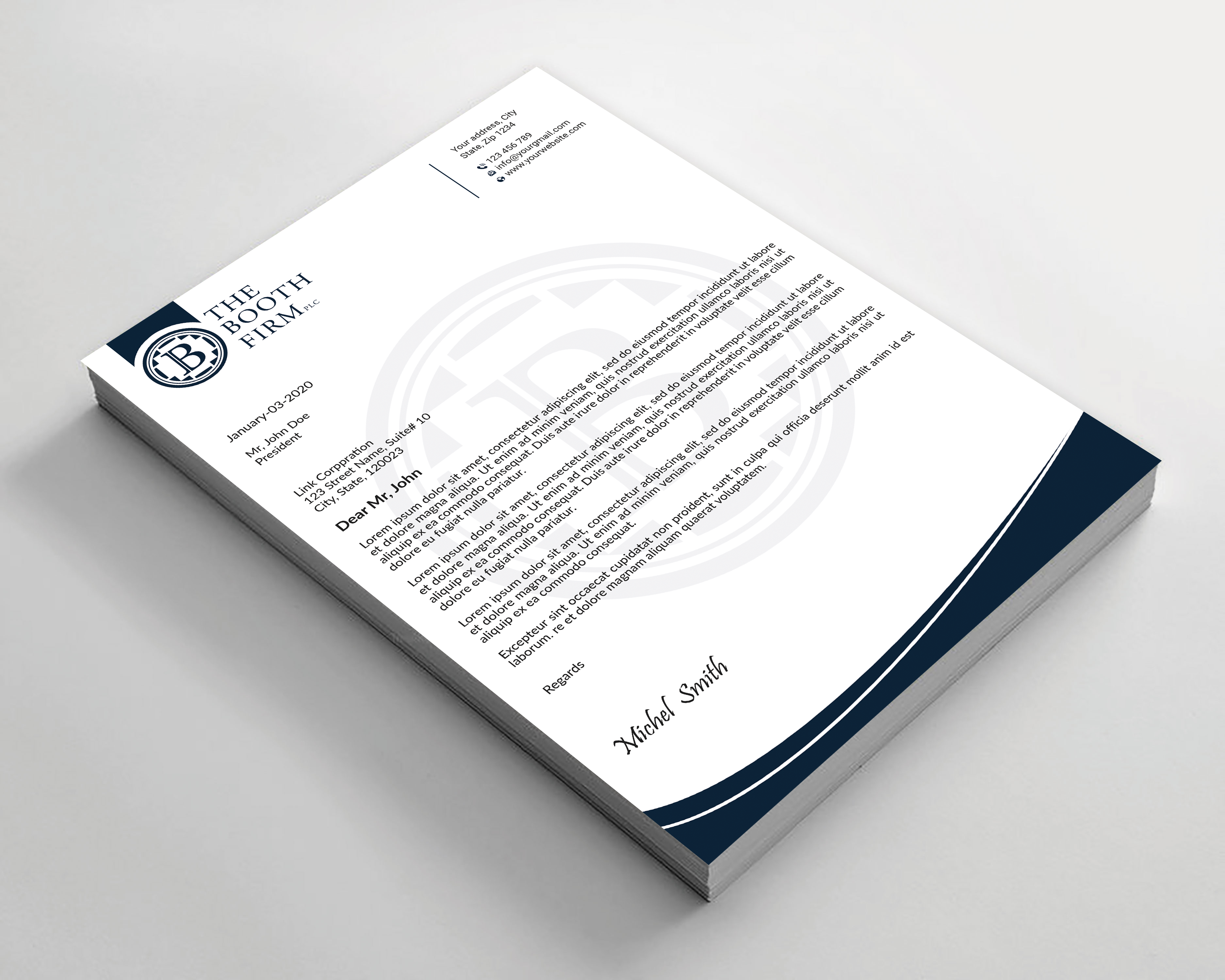 Stationery Design by Expert Bappy for The Booth Firm PLLC | Design #34434165