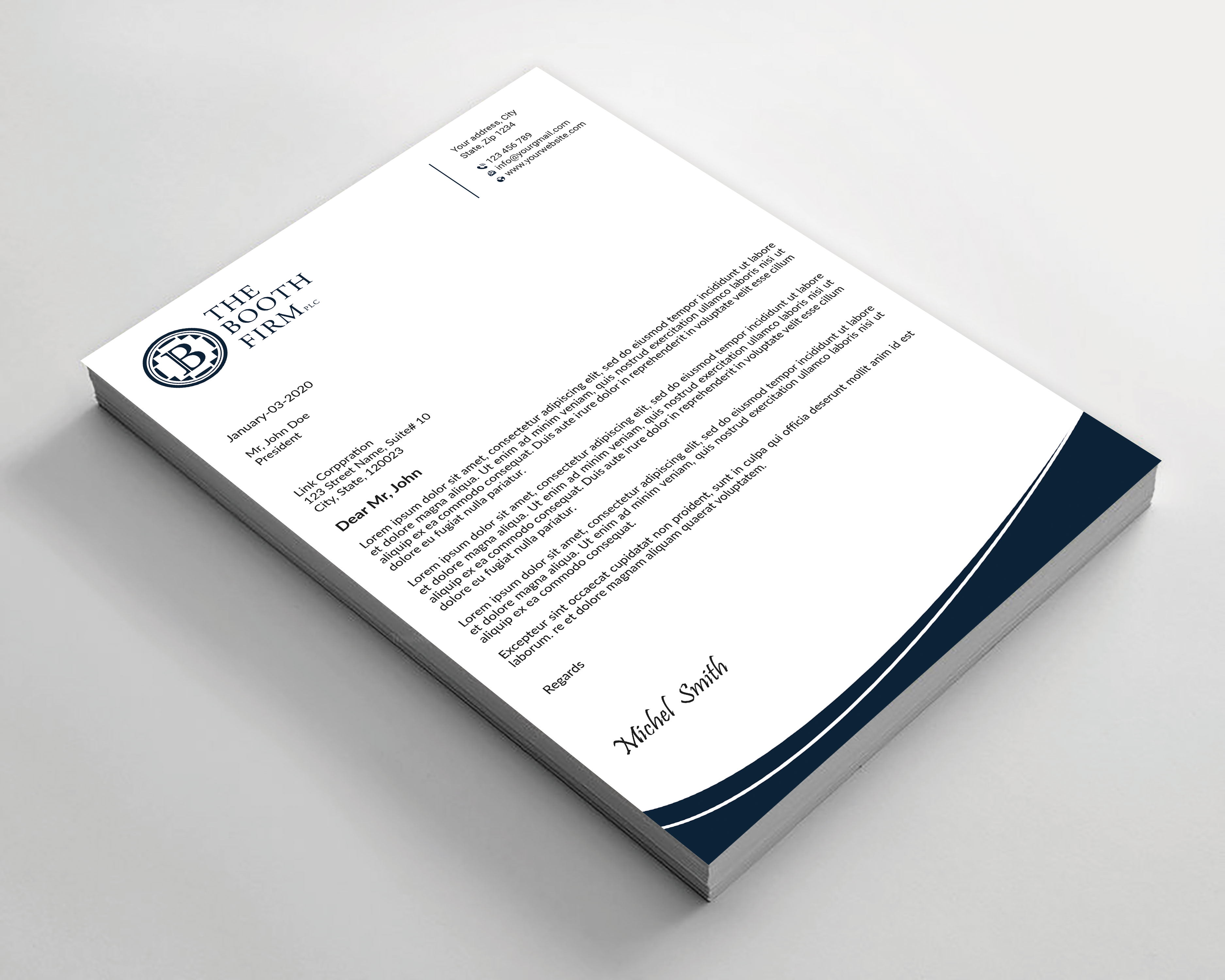 Schreibwaren-Design von Expert Bappy für The Booth Firm PLLC | Design #34434167