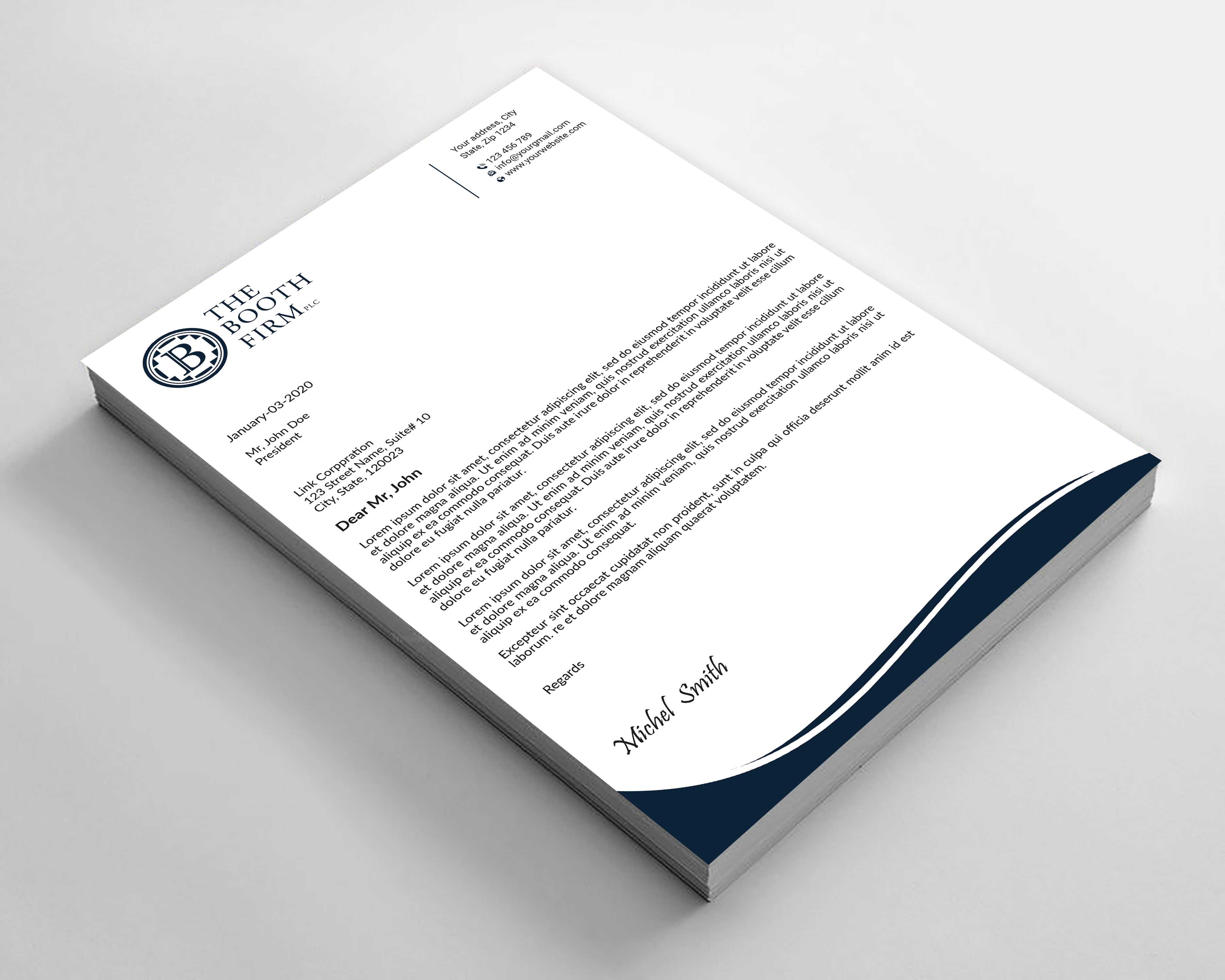 Stationery Design by Expert Bappy for The Booth Firm PLLC | Design #34434176