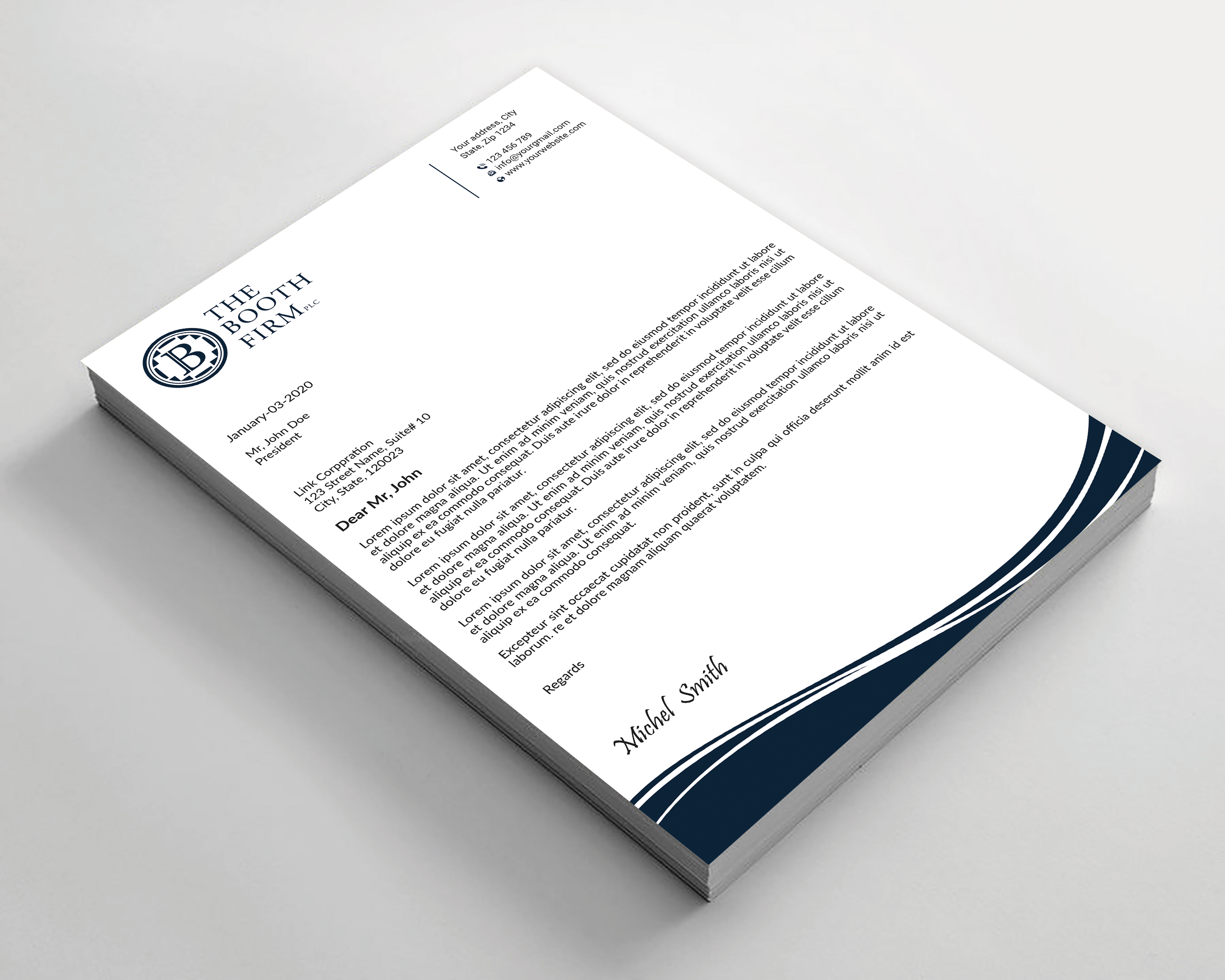 Stationery Design by Expert Bappy for The Booth Firm PLLC | Design #34434183