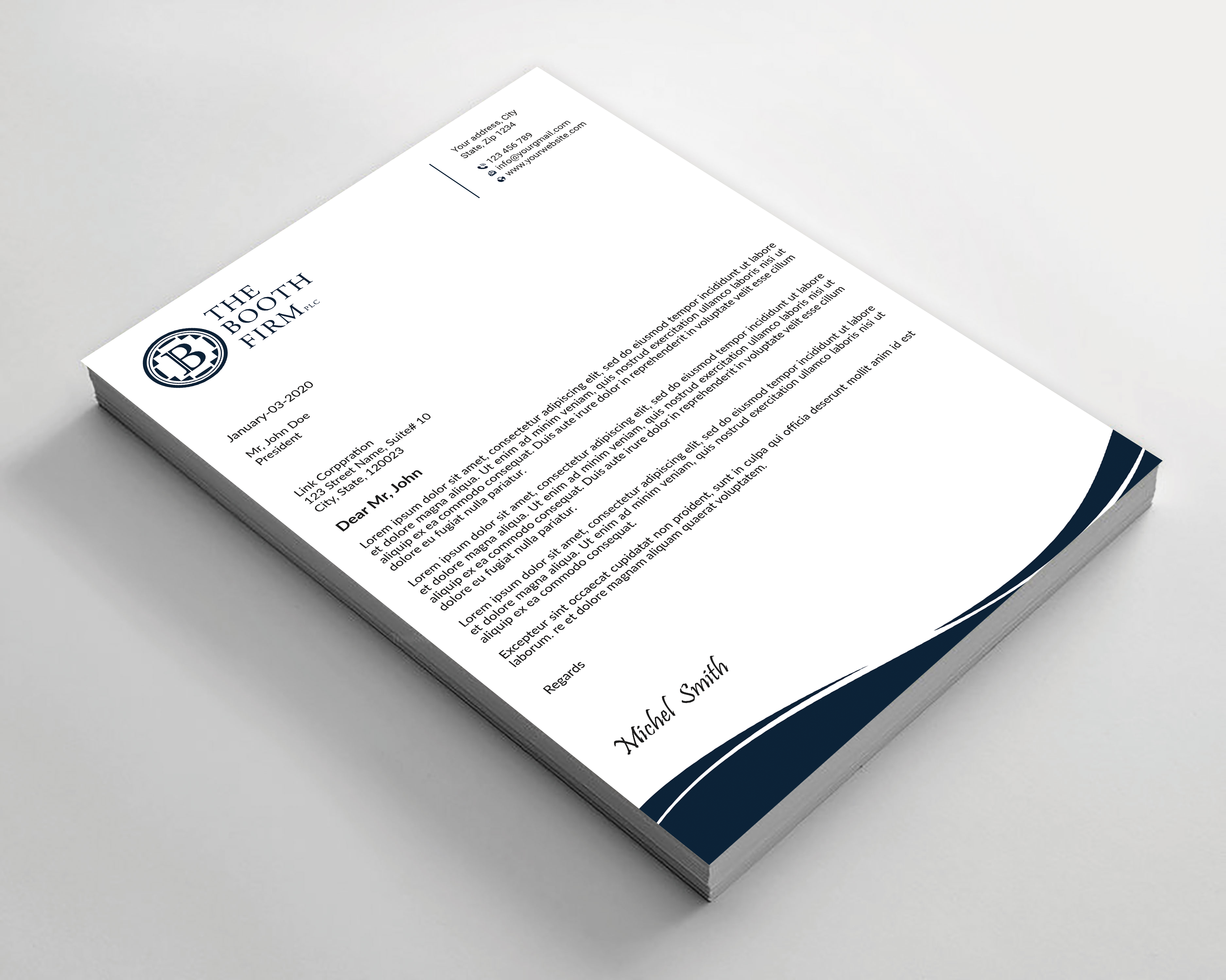 Stationery Design by Expert Bappy for The Booth Firm PLLC | Design #34434184