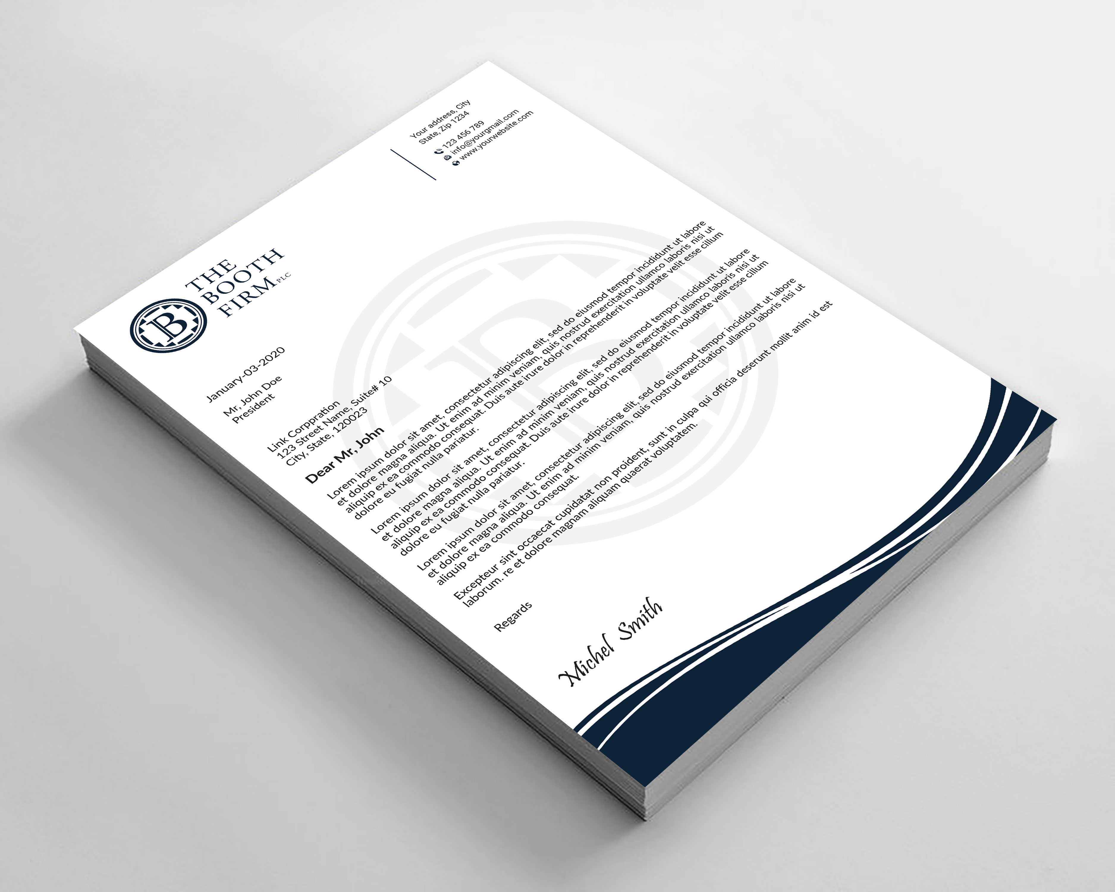 Stationery Design by Expert Bappy for The Booth Firm PLLC | Design #34434188