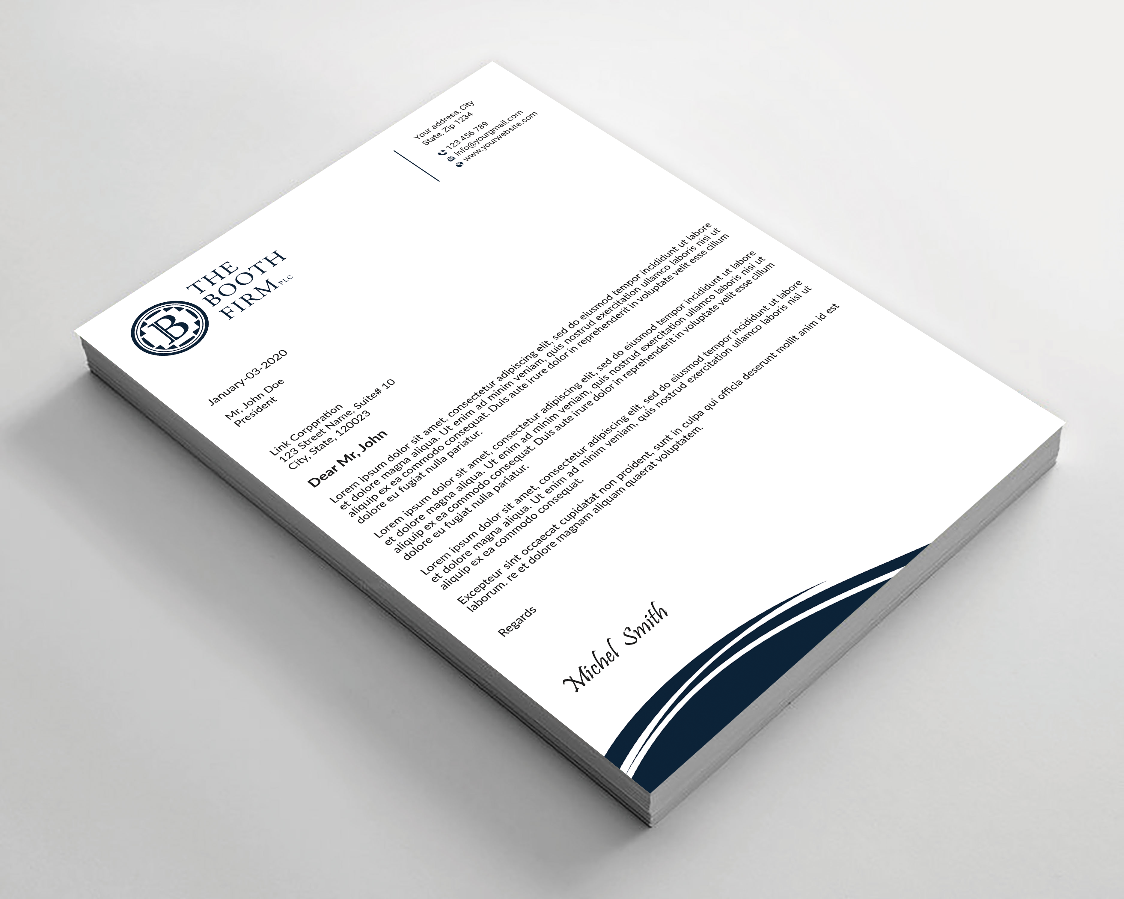 Stationery Design by Expert Bappy for The Booth Firm PLLC | Design #34434193