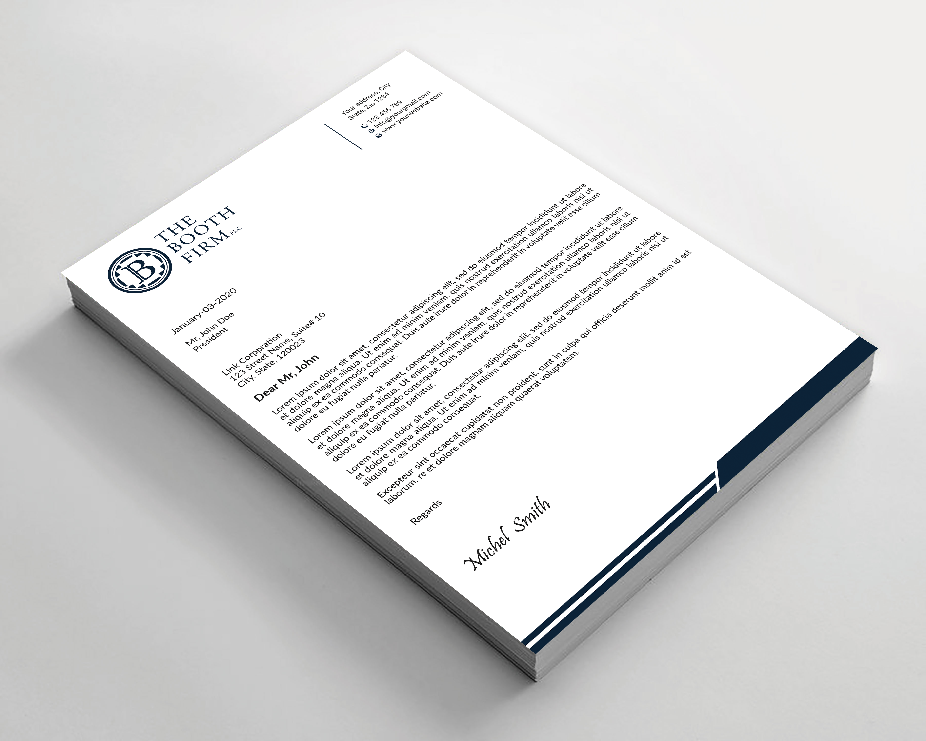 Stationery Design by Expert Bappy for The Booth Firm PLLC | Design #34434196