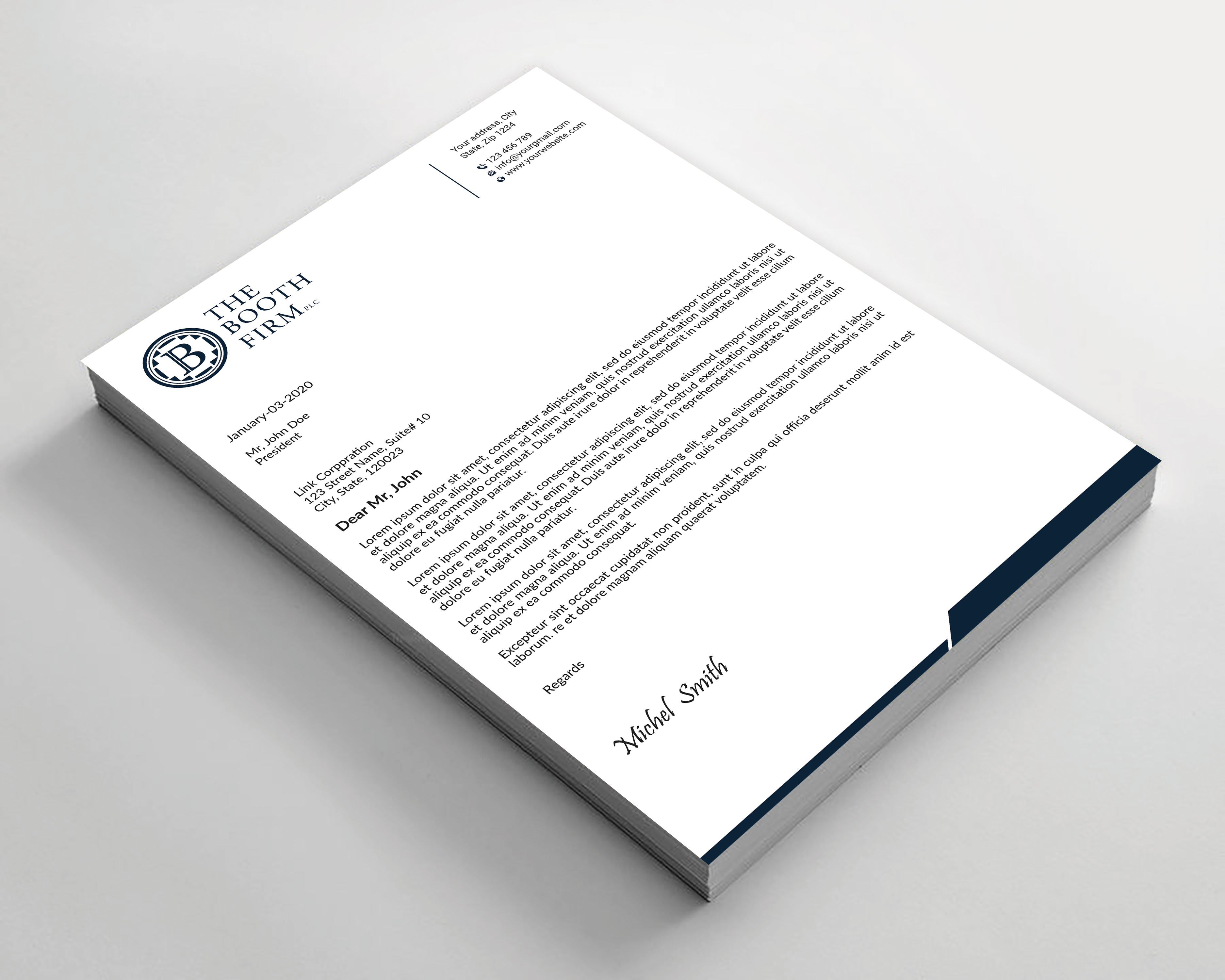 Stationery Design by Expert Bappy for The Booth Firm PLLC | Design #34434208