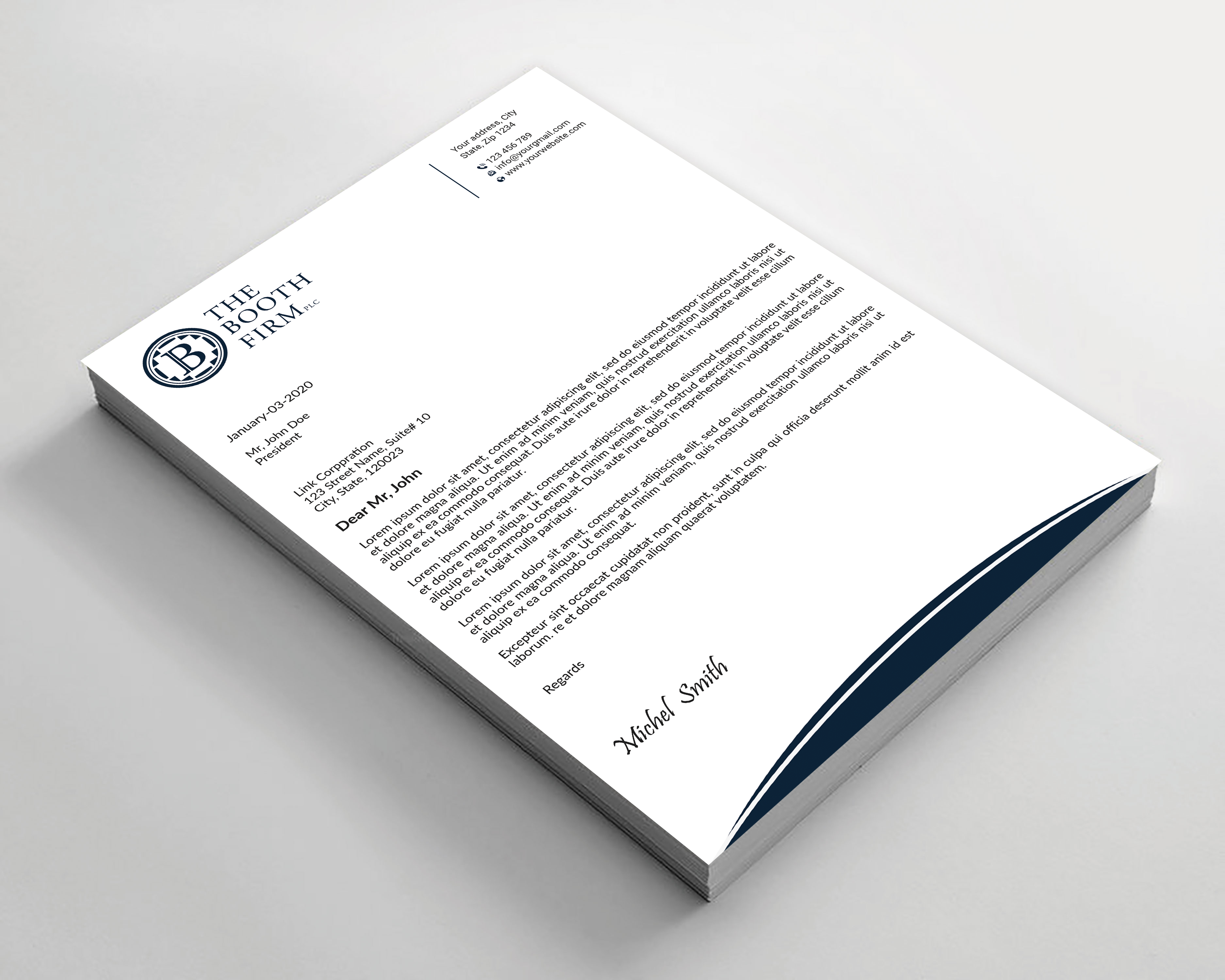 Stationery Design by Expert Bappy for The Booth Firm PLLC | Design #34434213