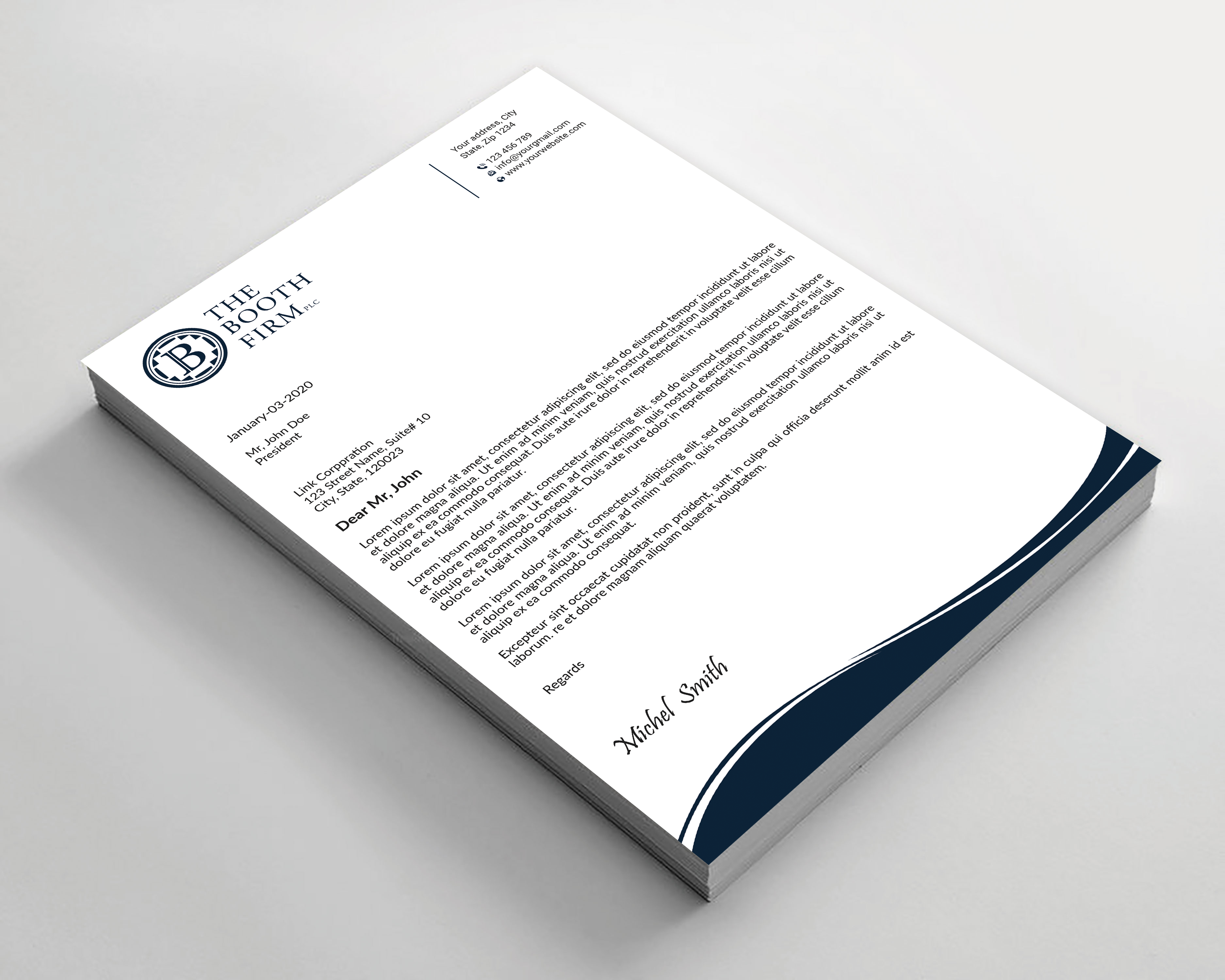 Stationery Design by Expert Bappy for The Booth Firm PLLC | Design #34434275