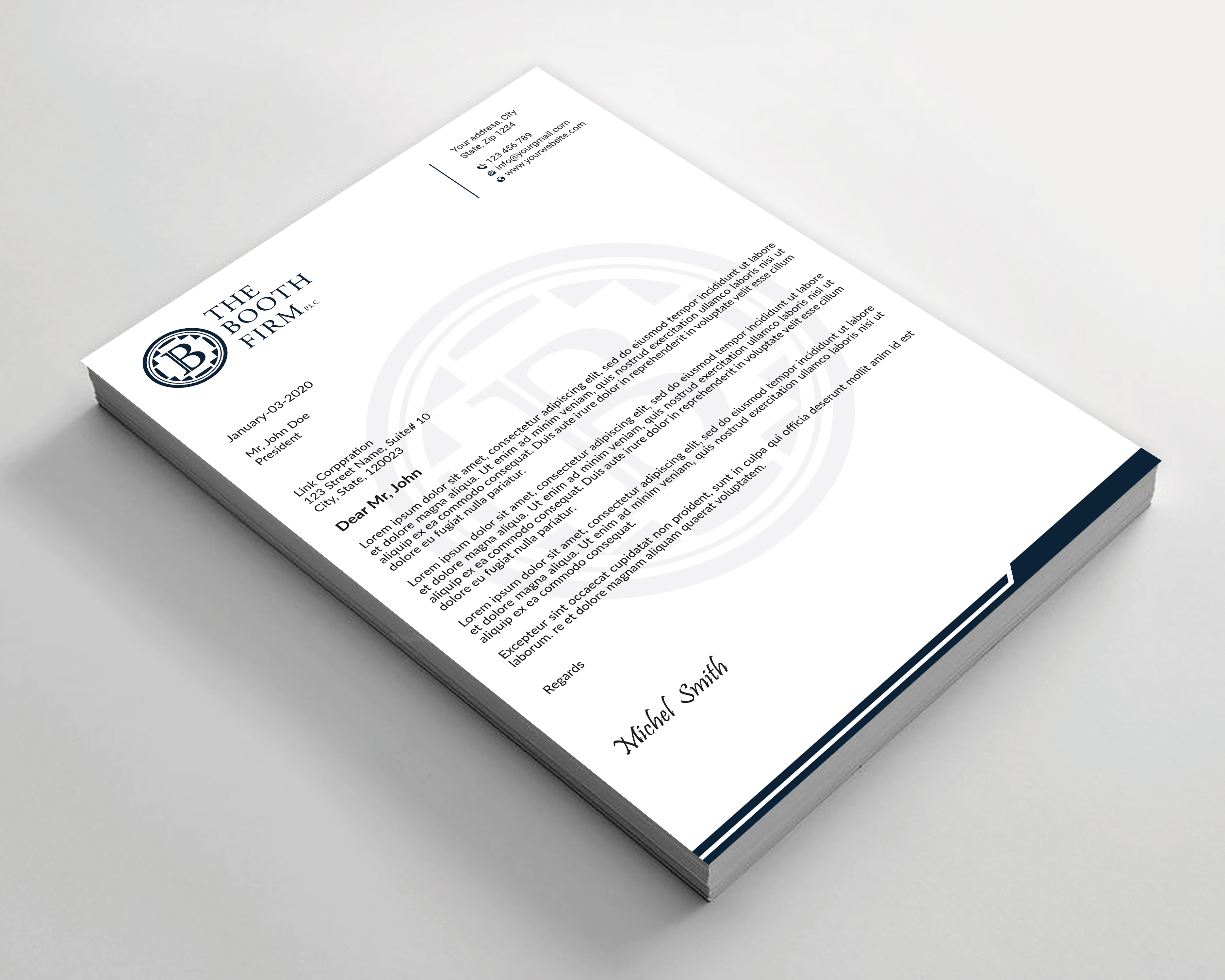 Stationery Design by Expert Bappy for The Booth Firm PLLC | Design #34434288