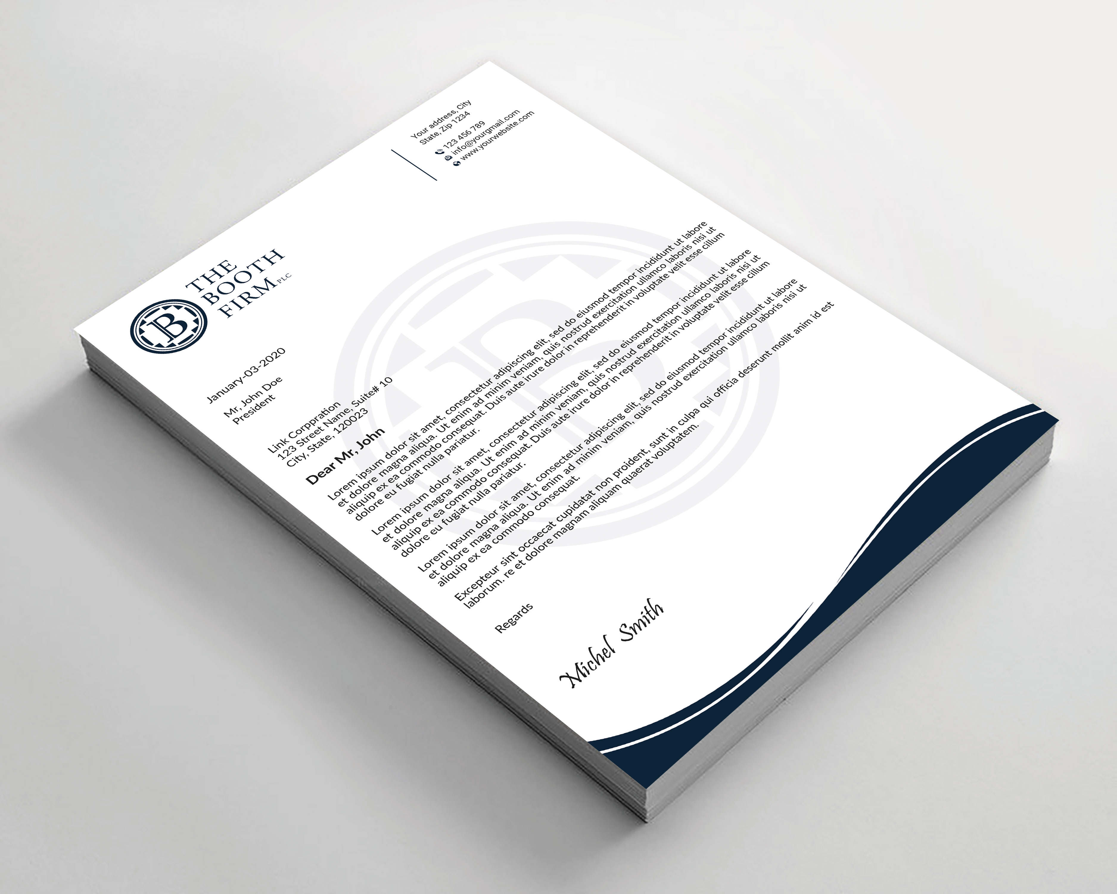 Stationery Design by Expert Bappy for The Booth Firm PLLC | Design #34434291