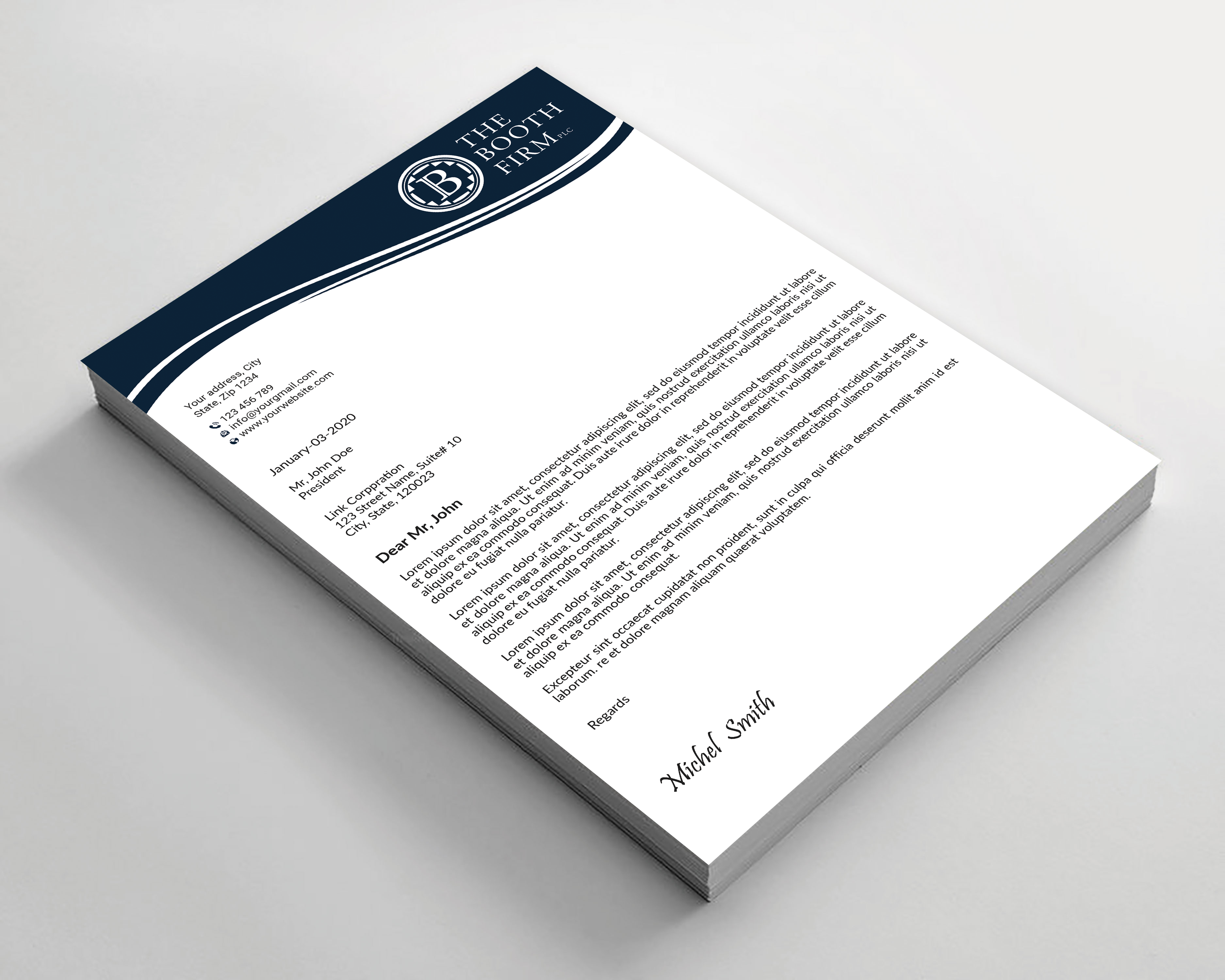 Stationery Design by Expert Bappy for The Booth Firm PLLC | Design #34434318