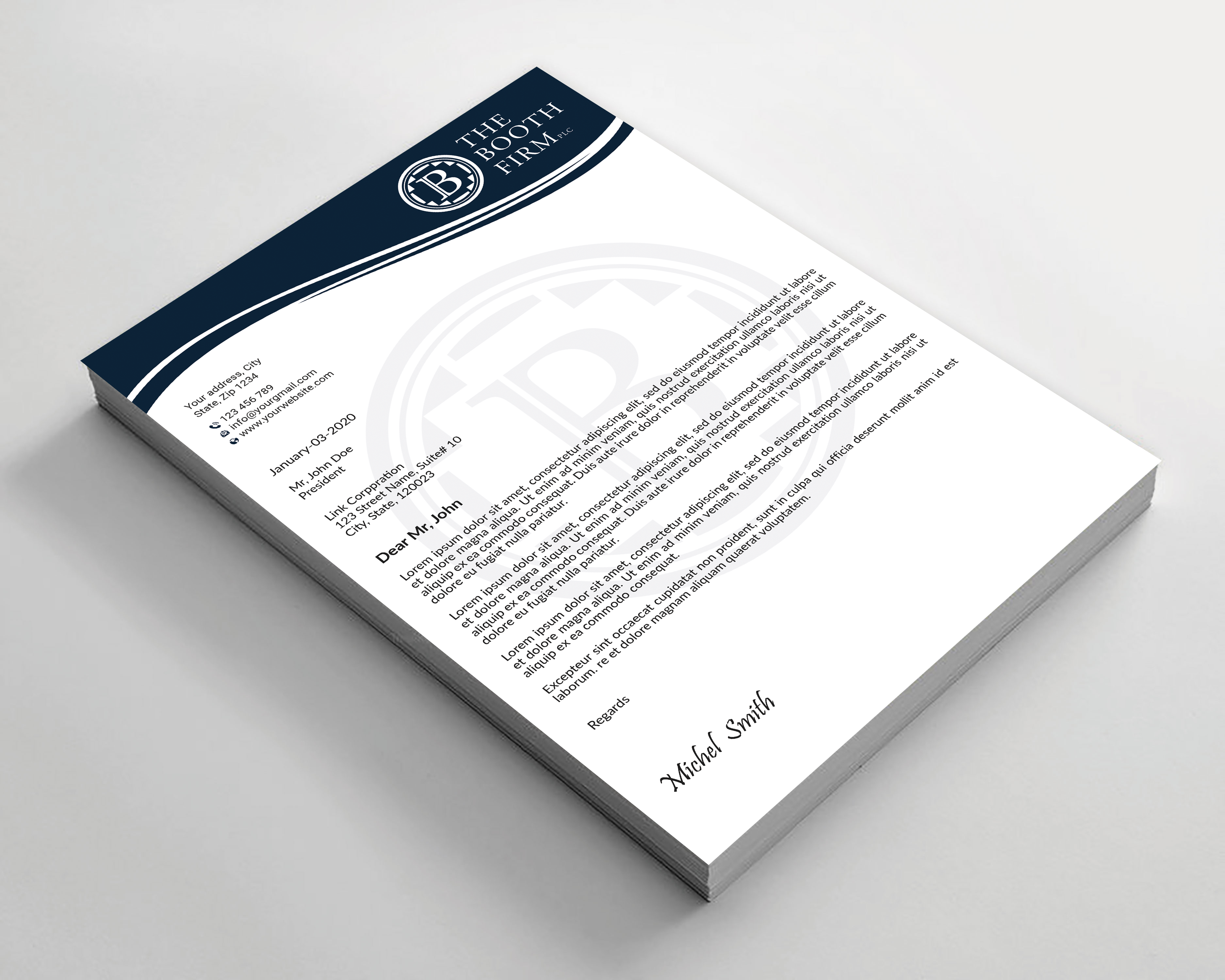 Schreibwaren-Design von Expert Bappy für The Booth Firm PLLC | Design #34434319