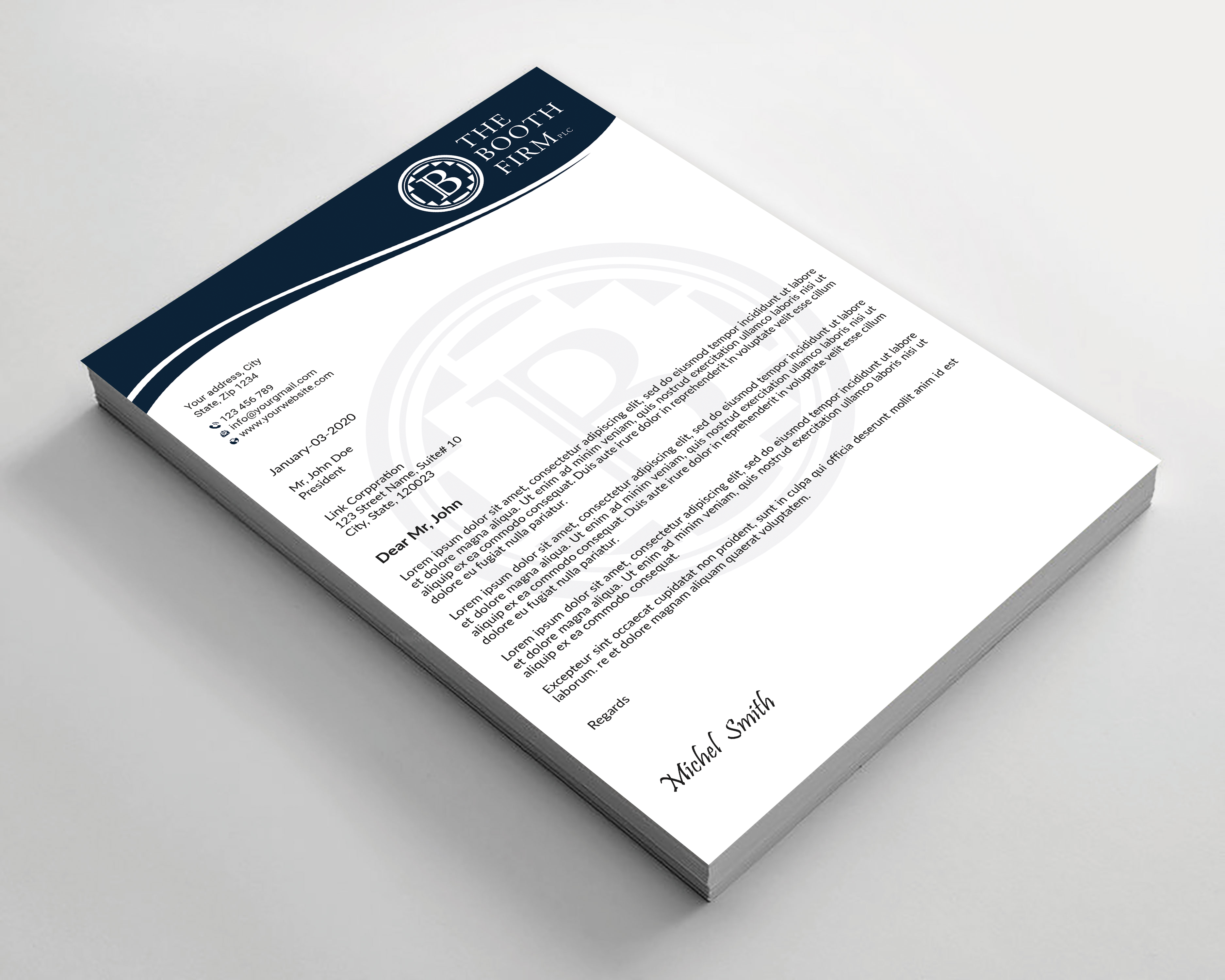 Schreibwaren-Design von Expert Bappy für The Booth Firm PLLC | Design #34434320