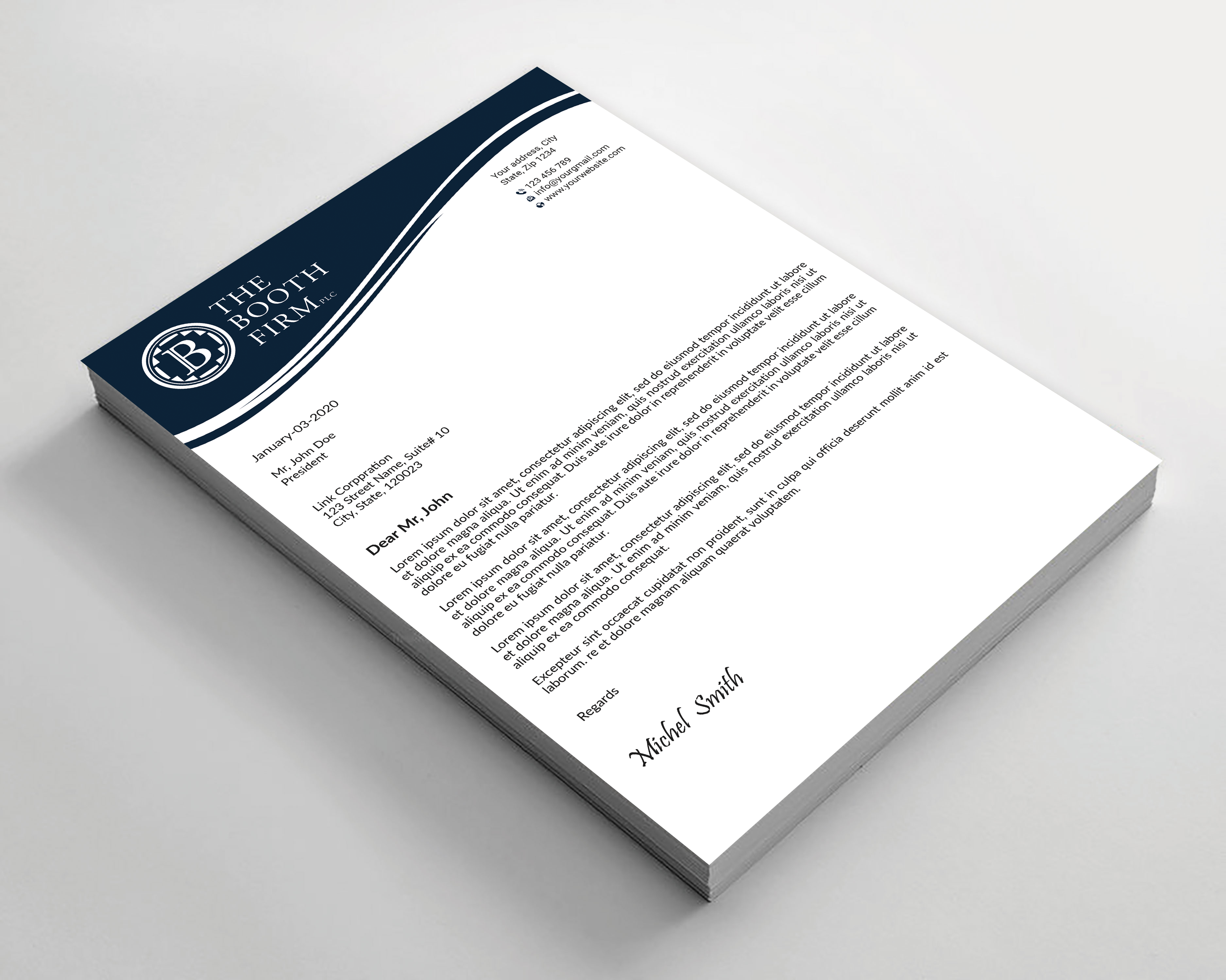 Stationery Design by Expert Bappy for The Booth Firm PLLC | Design #34434363