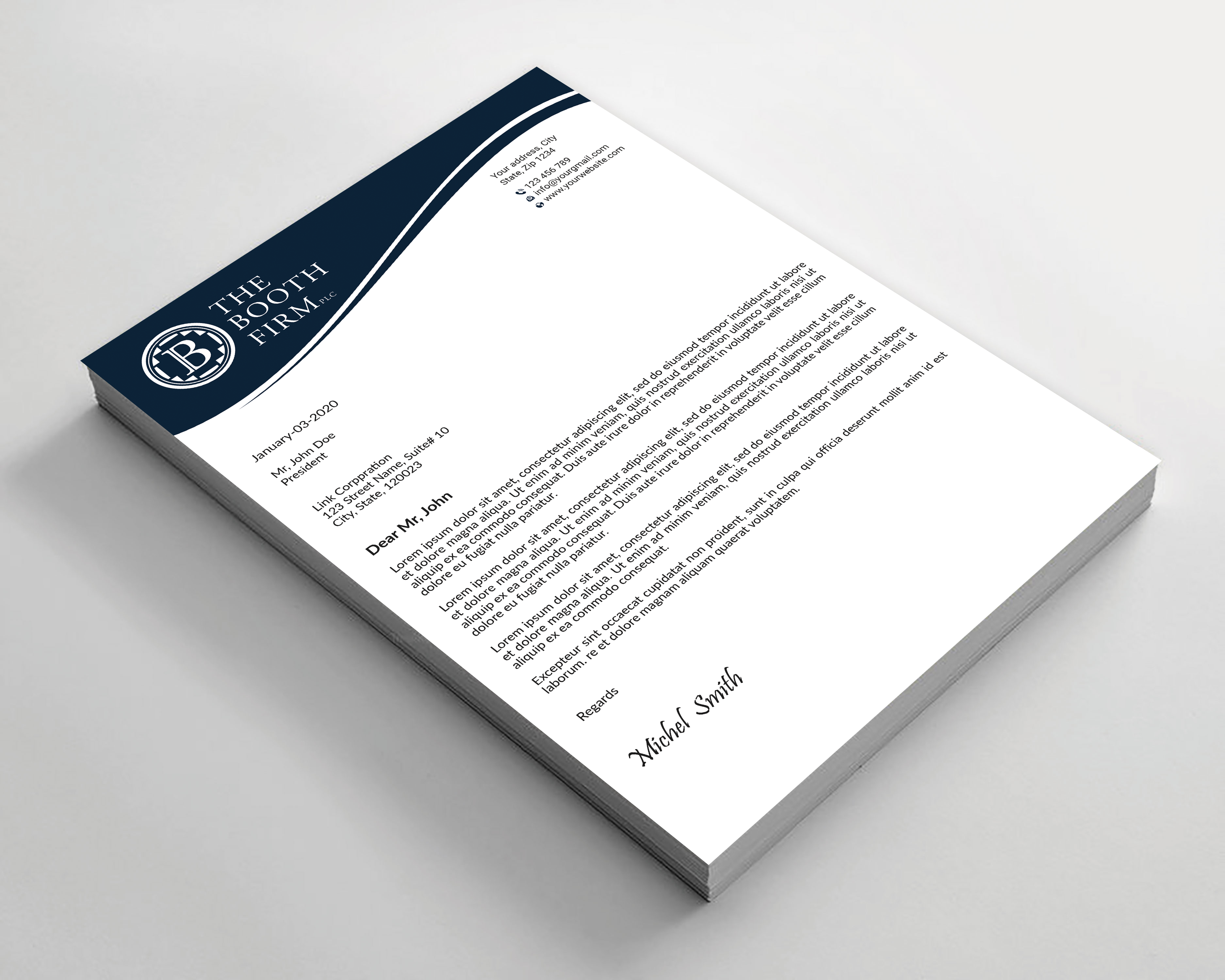 Stationery Design by Expert Bappy for The Booth Firm PLLC | Design #34434364