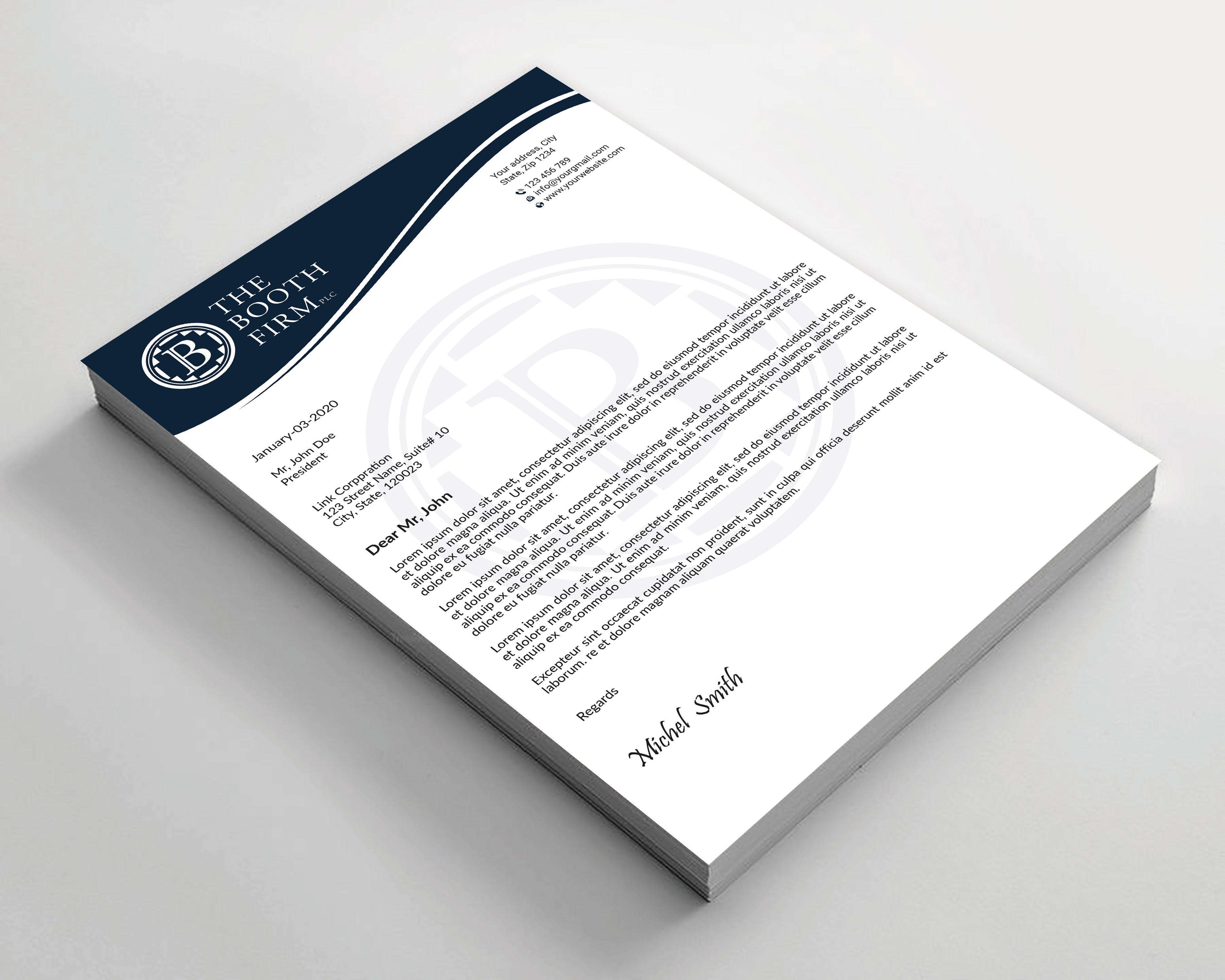 Stationery Design by Expert Bappy for The Booth Firm PLLC | Design #34434365