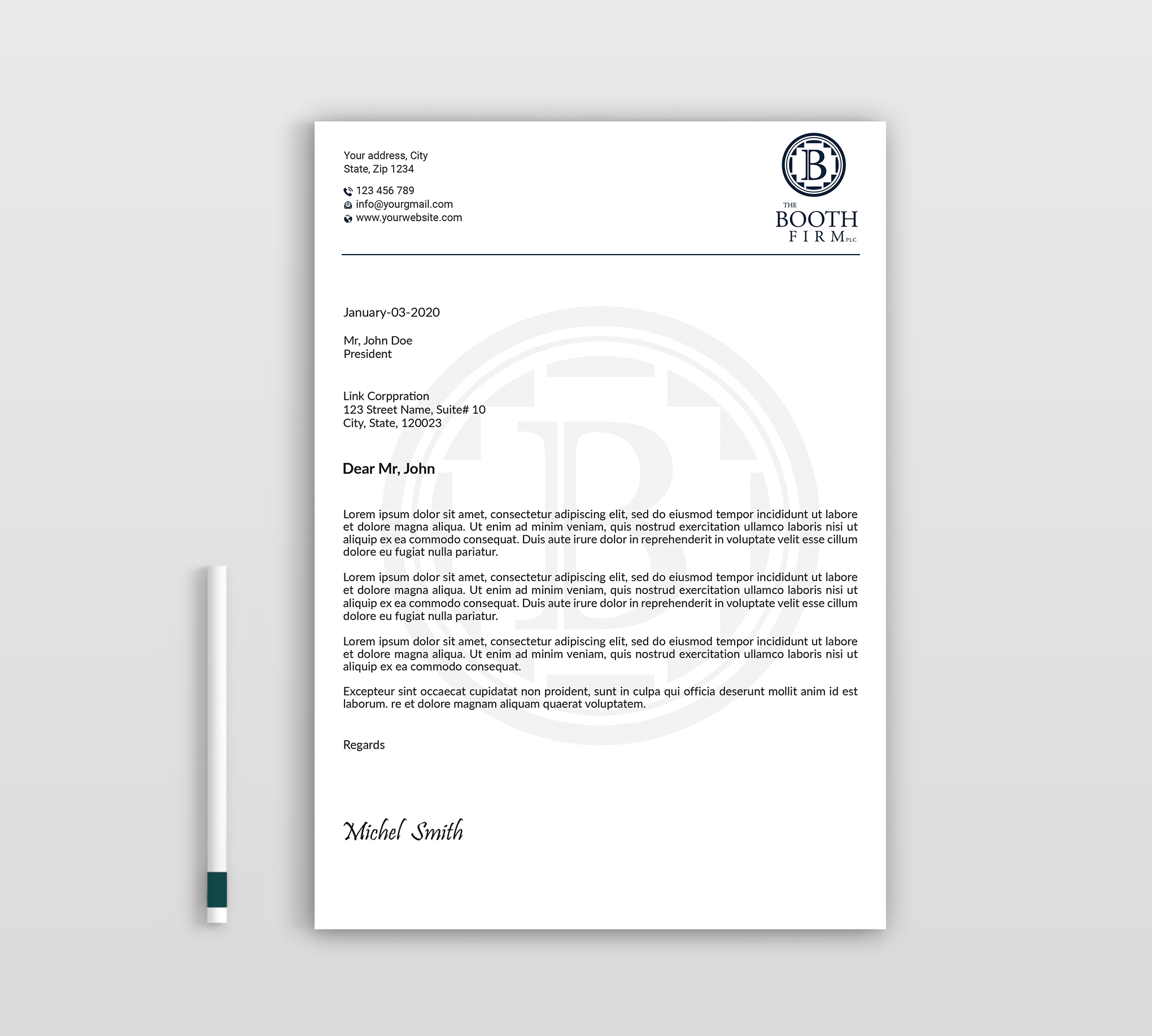 Stationery Design by Expert Bappy for The Booth Firm PLLC | Design #34434438