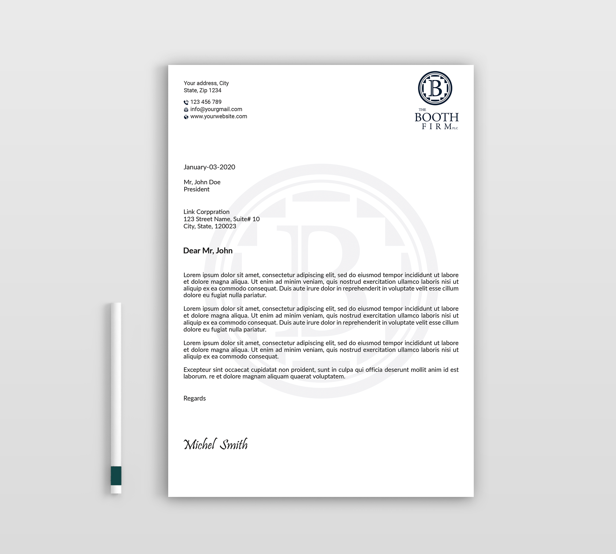 Stationery Design by Expert Bappy for The Booth Firm PLLC | Design #34434439