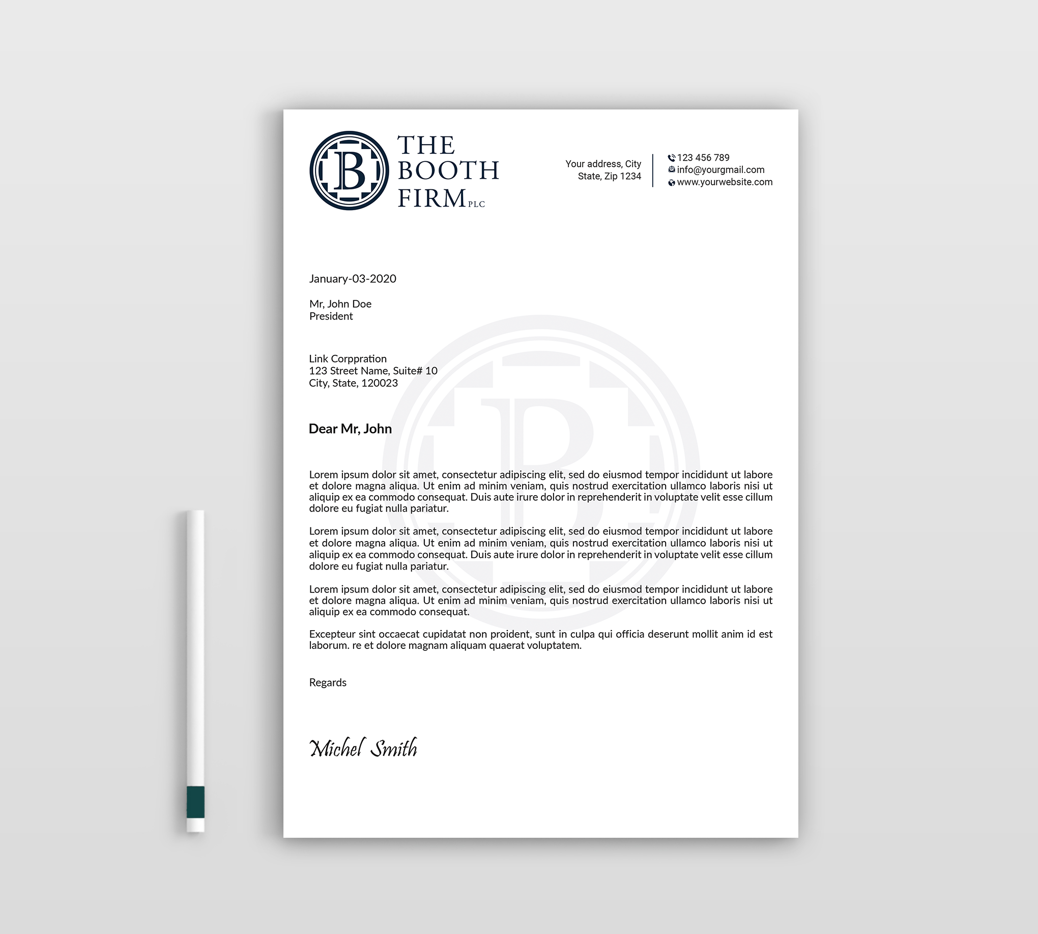 Stationery Design by Expert Bappy for The Booth Firm PLLC | Design #34434528
