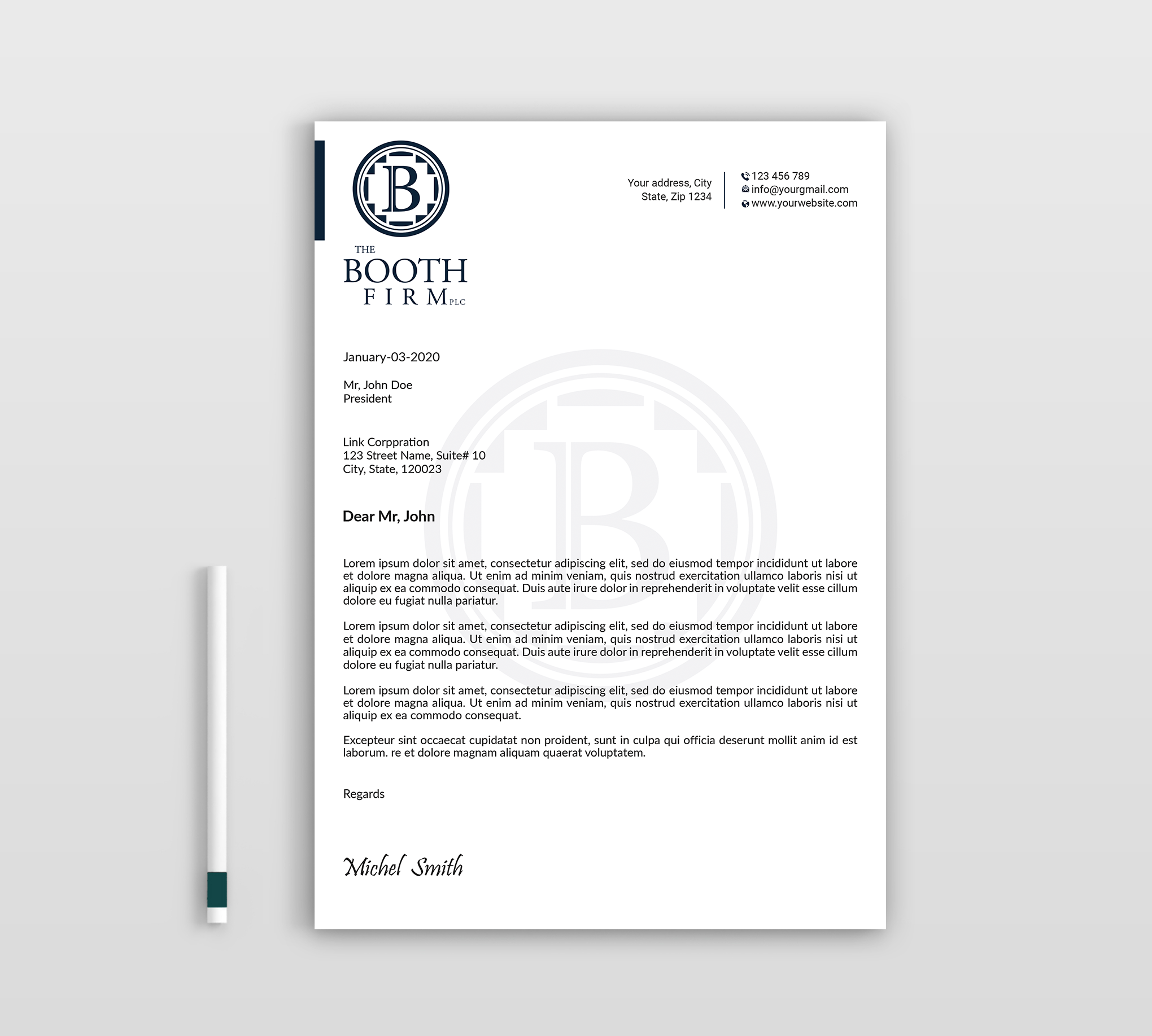 Stationery Design by Expert Bappy for The Booth Firm PLLC | Design #34434529