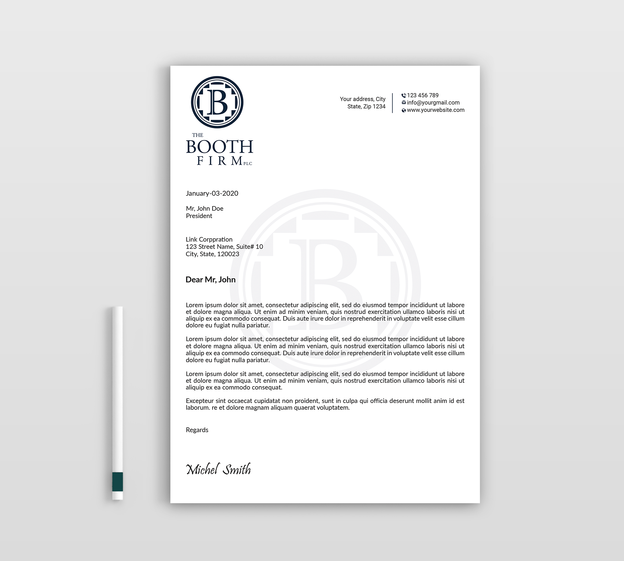 Stationery Design by Expert Bappy for The Booth Firm PLLC | Design #34434530