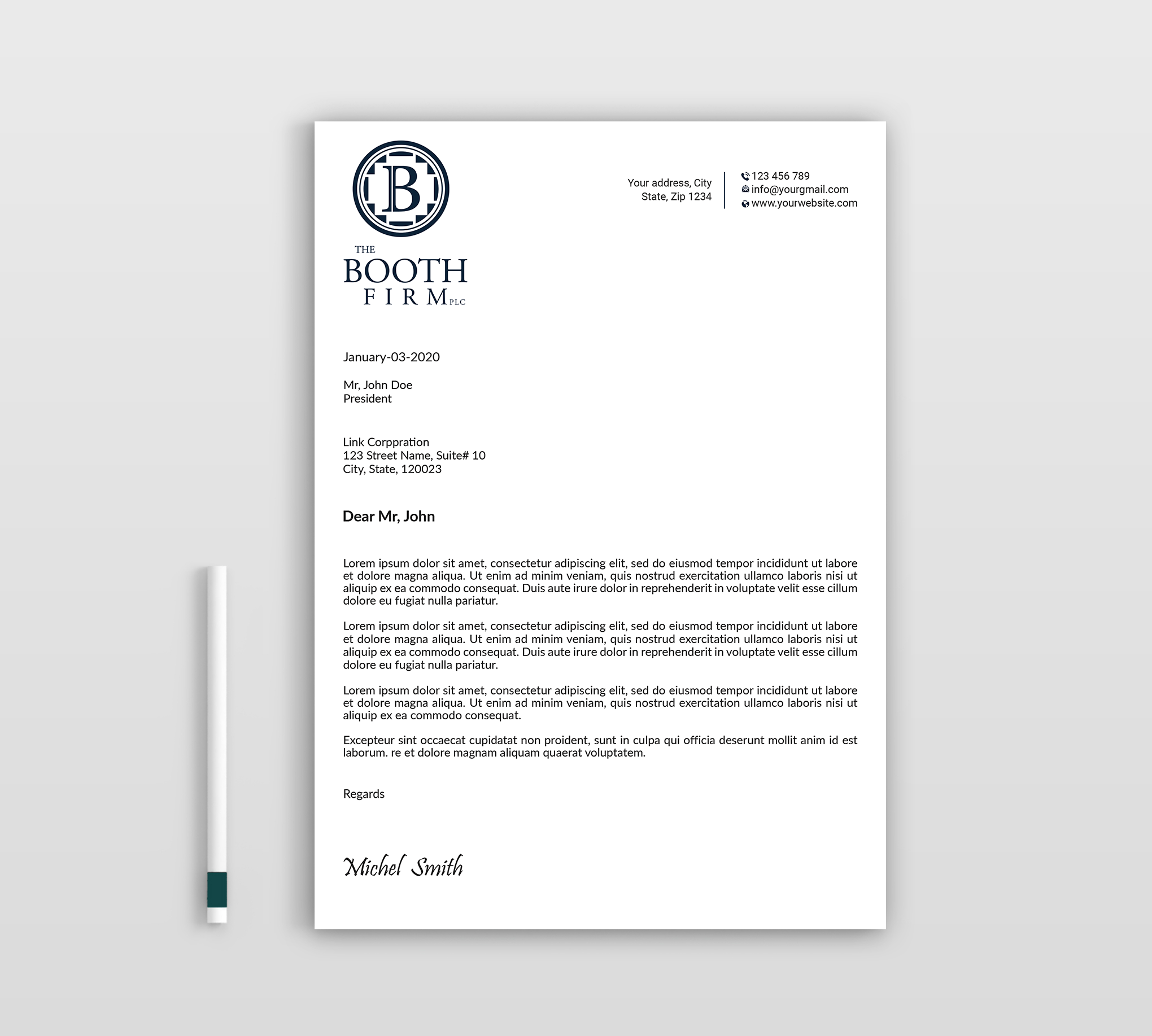 Stationery Design by Expert Bappy for The Booth Firm PLLC | Design #34434531