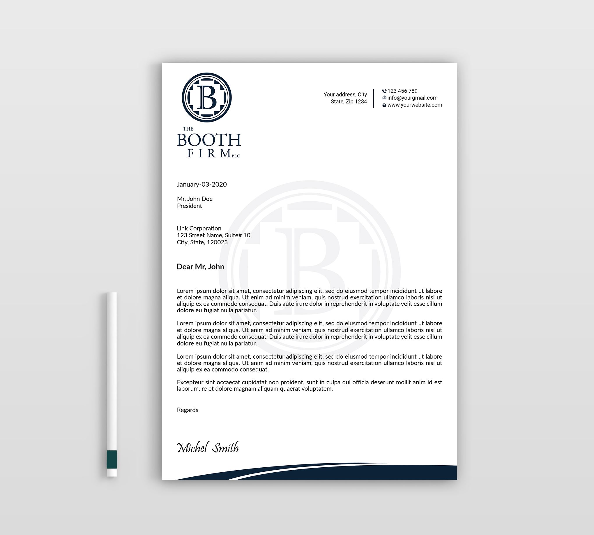 Stationery Design by Expert Bappy for The Booth Firm PLLC | Design #34434576