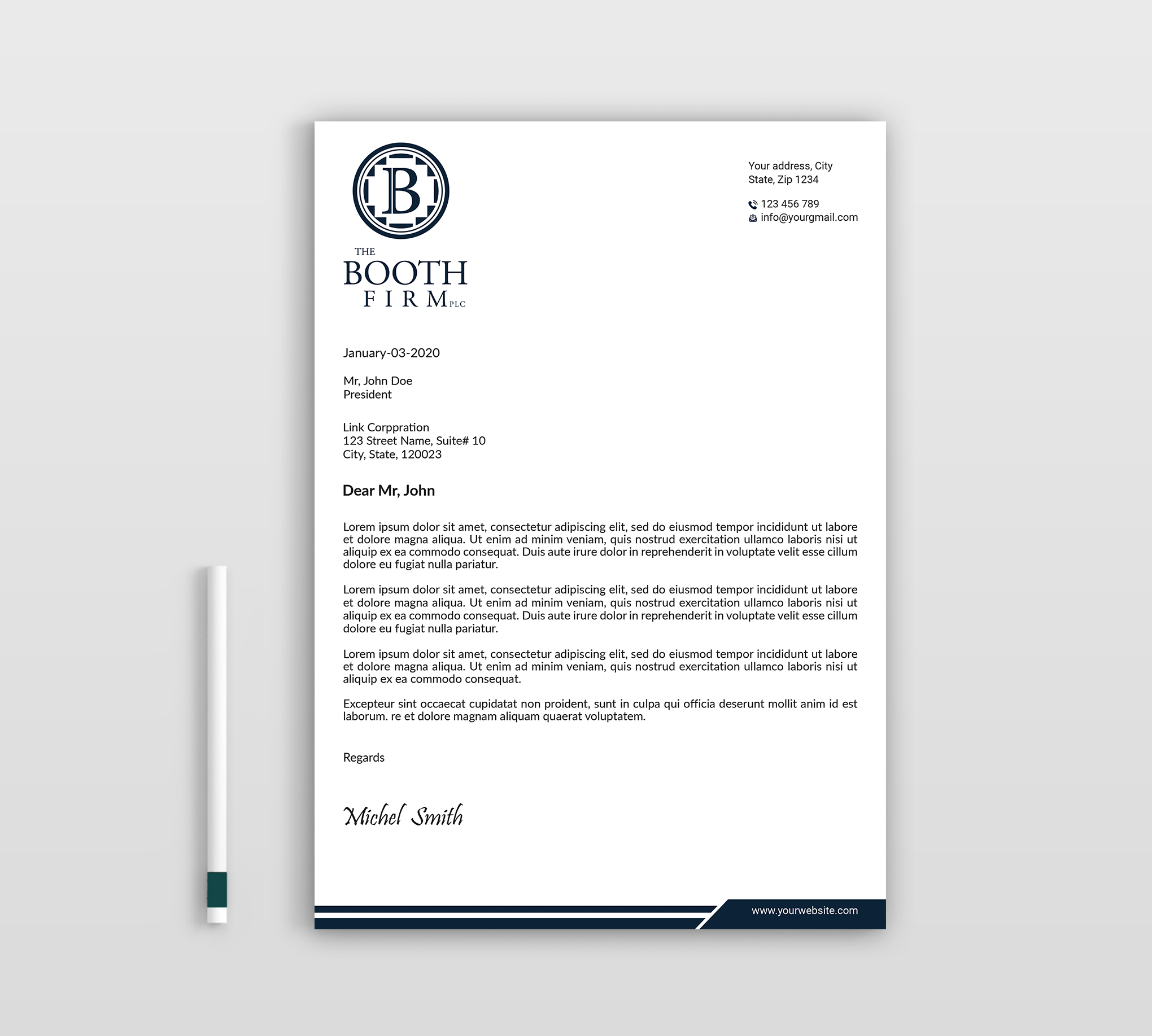 Stationery Design by Expert Bappy for The Booth Firm PLLC | Design #34434617