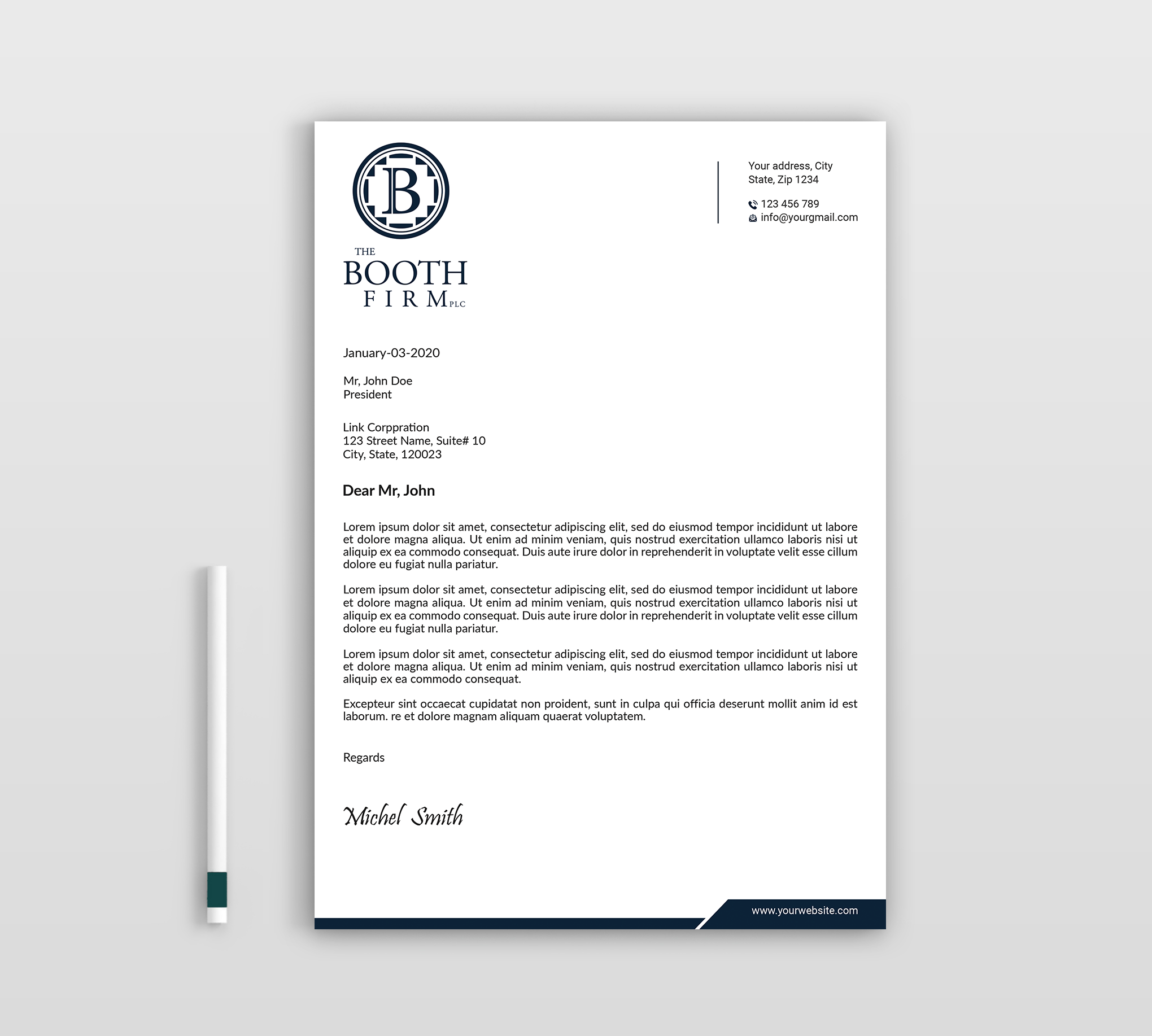 Stationery Design by Expert Bappy for The Booth Firm PLLC | Design #34434618