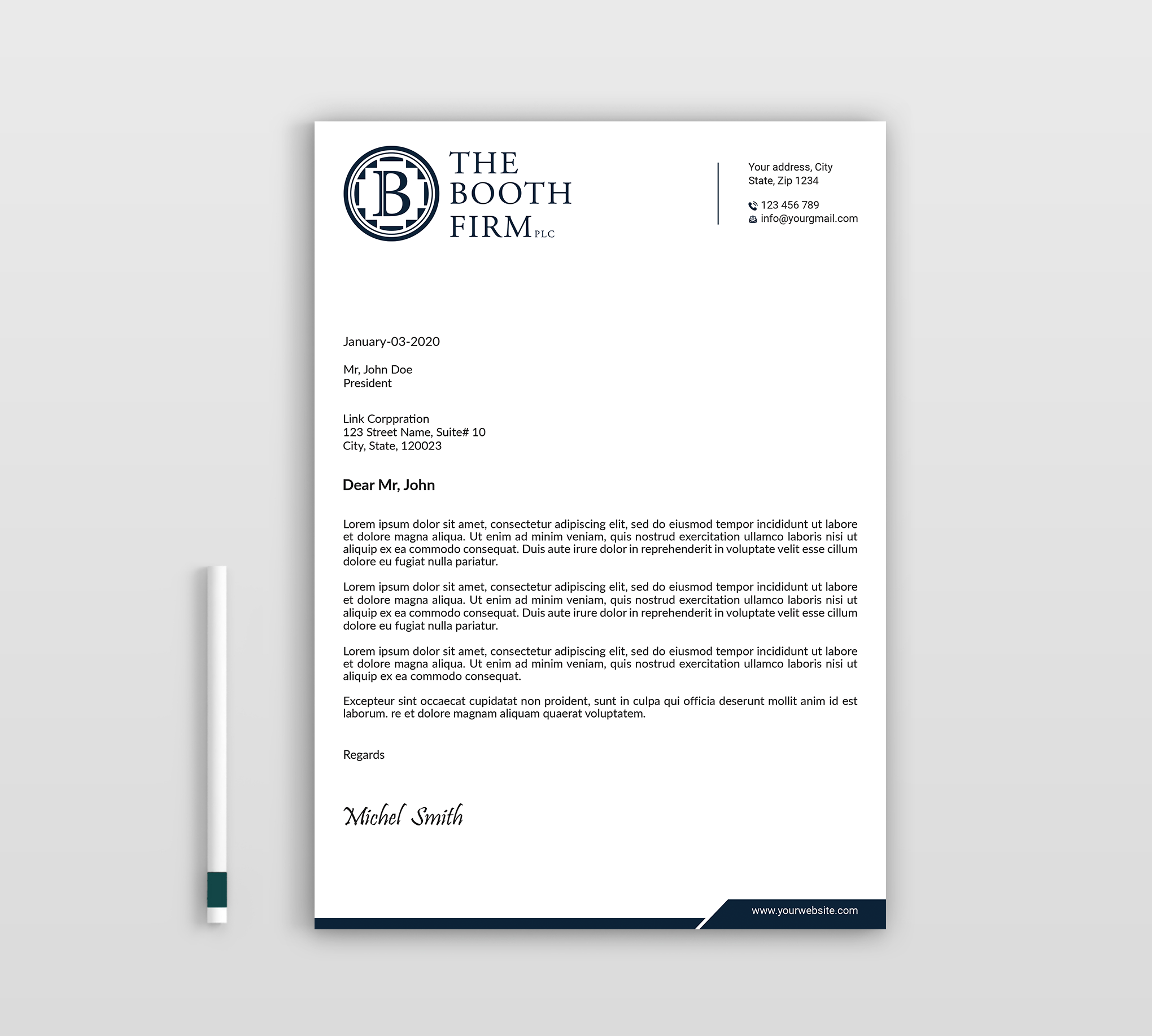 Stationery Design by Expert Bappy for The Booth Firm PLLC | Design #34434650