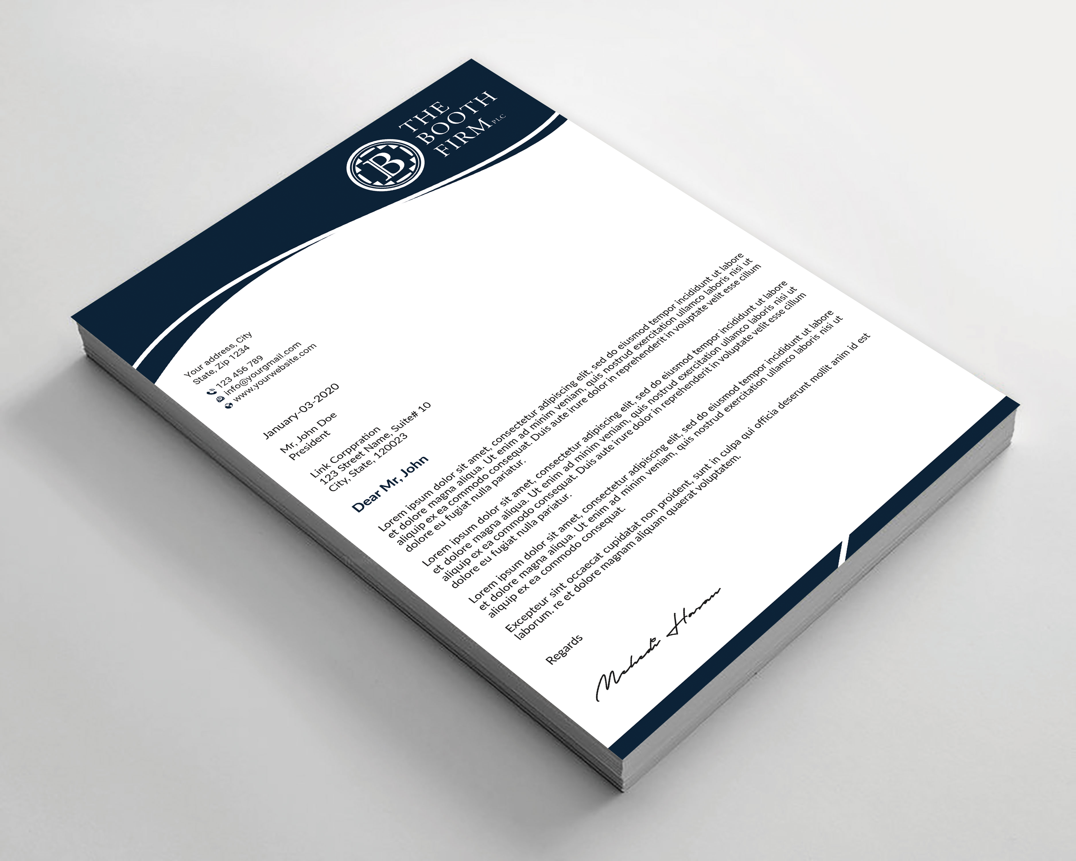 Stationery Design by Expert Bappy for The Booth Firm PLLC | Design #34434689