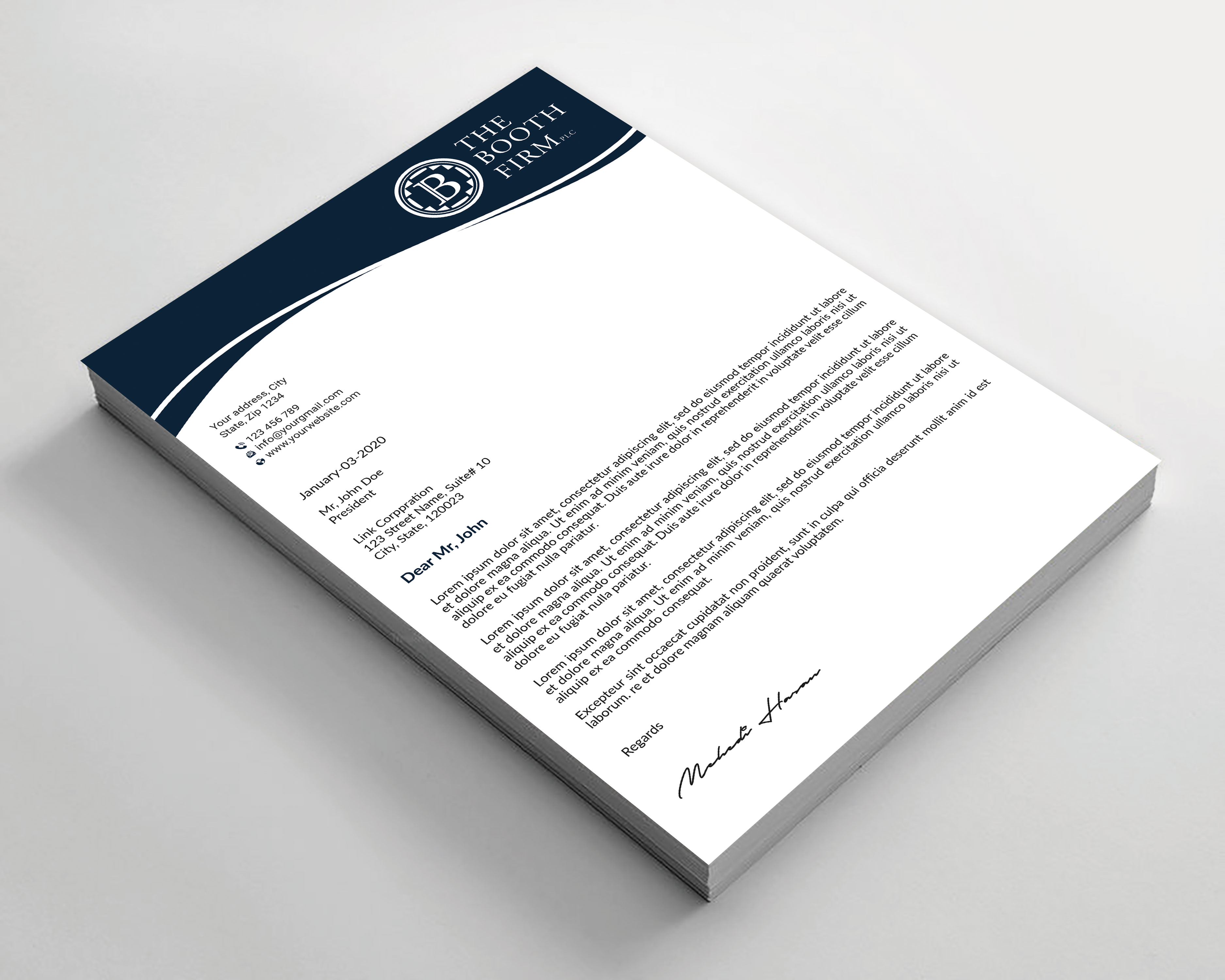 Stationery Design by Expert Bappy for The Booth Firm PLLC | Design #34434691