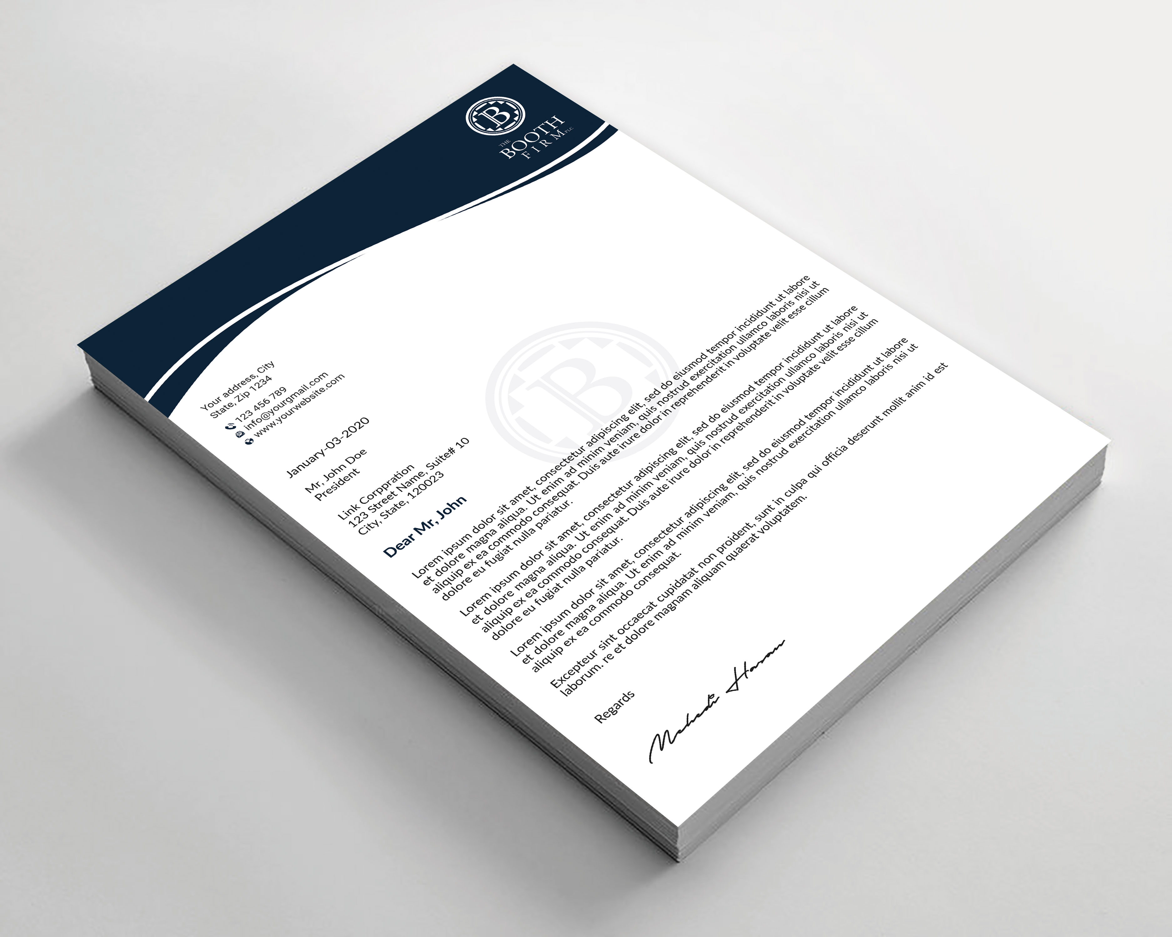Stationery Design by Expert Bappy for The Booth Firm PLLC | Design #34434740