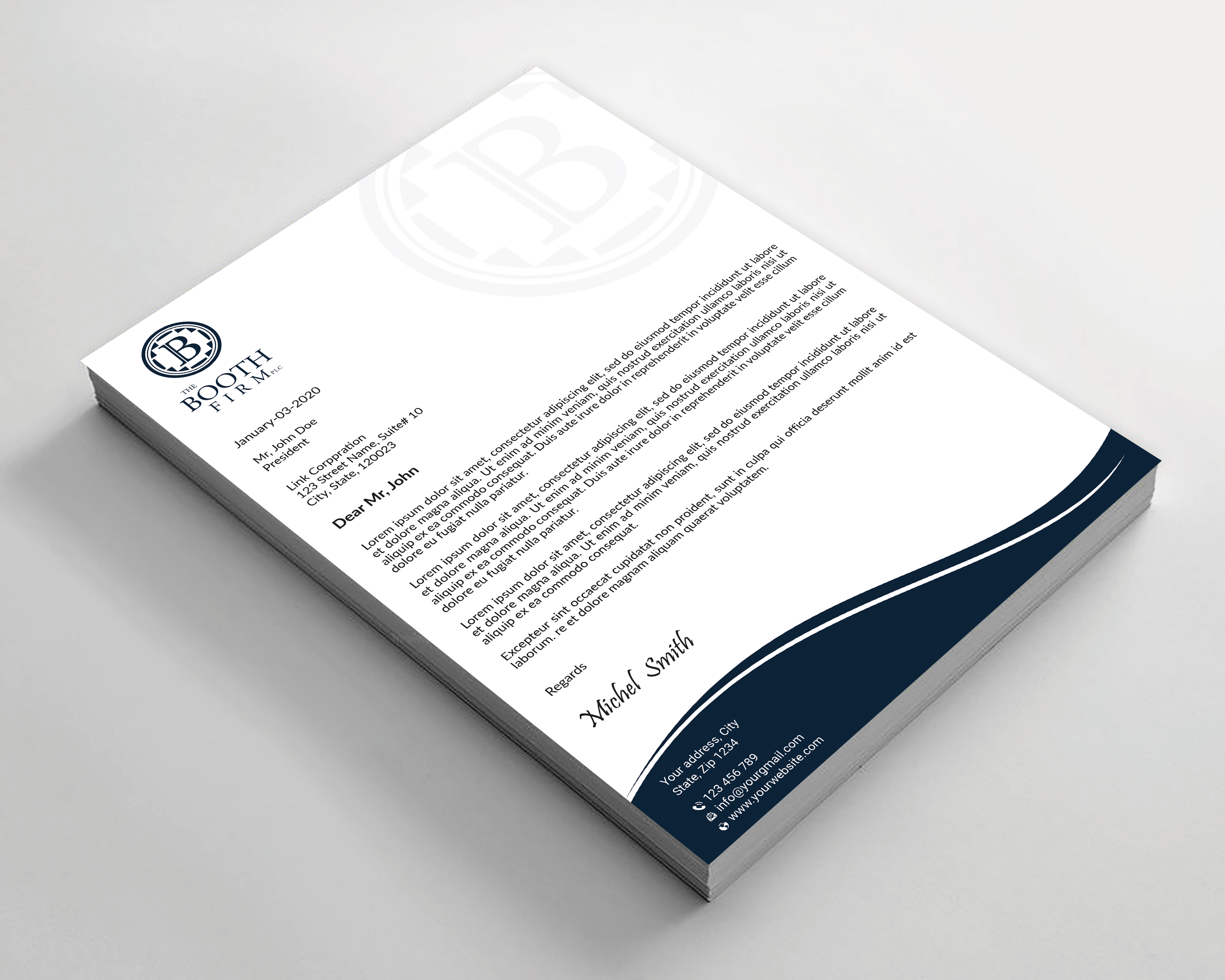 Stationery Design by Expert Bappy for The Booth Firm PLLC | Design #34435826