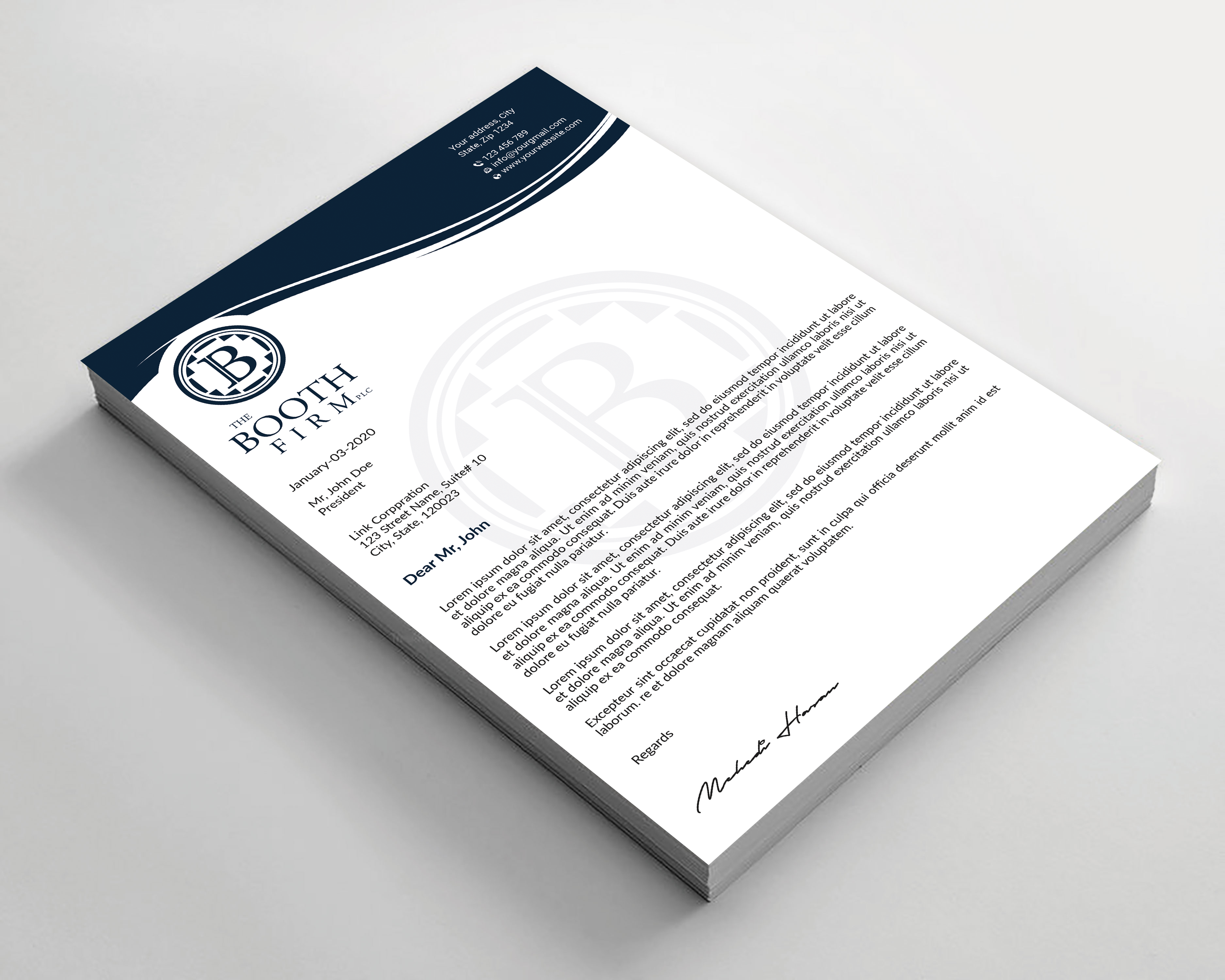 Stationery Design by Expert Bappy for The Booth Firm PLLC | Design #34435893