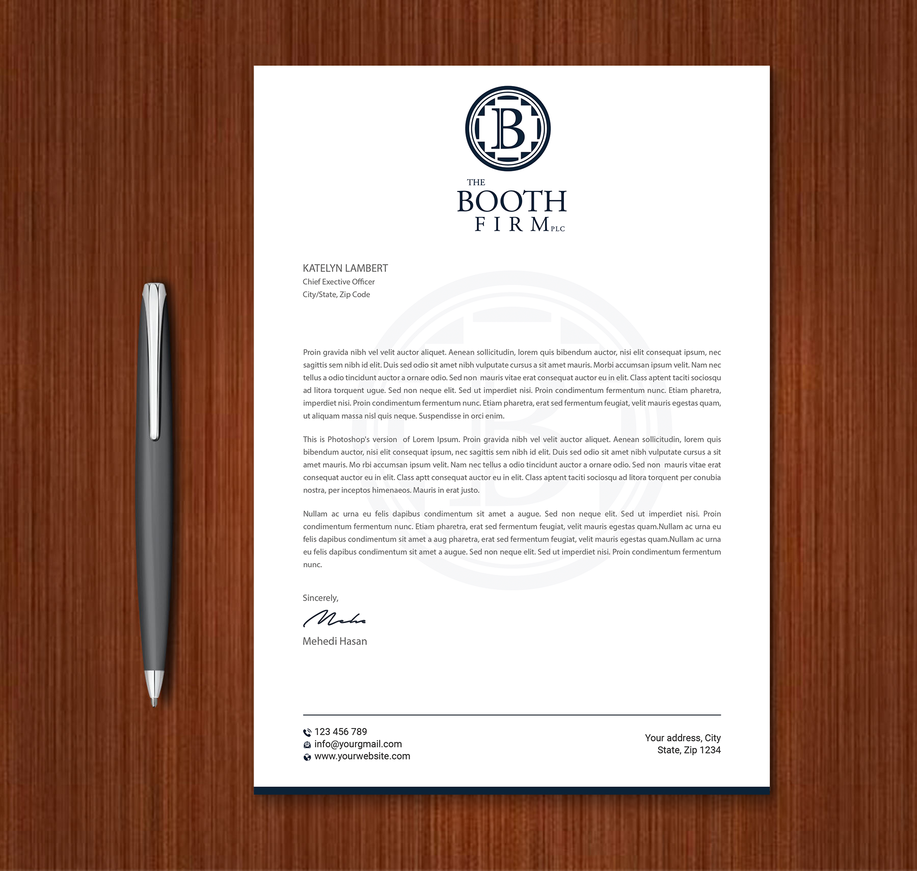 Stationery Design by Expert Bappy for The Booth Firm PLLC | Design #34436045