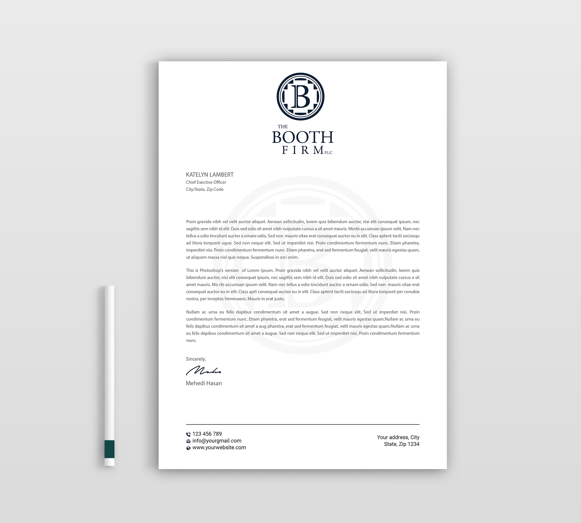 Stationery Design by Expert Bappy for The Booth Firm PLLC | Design #34436051