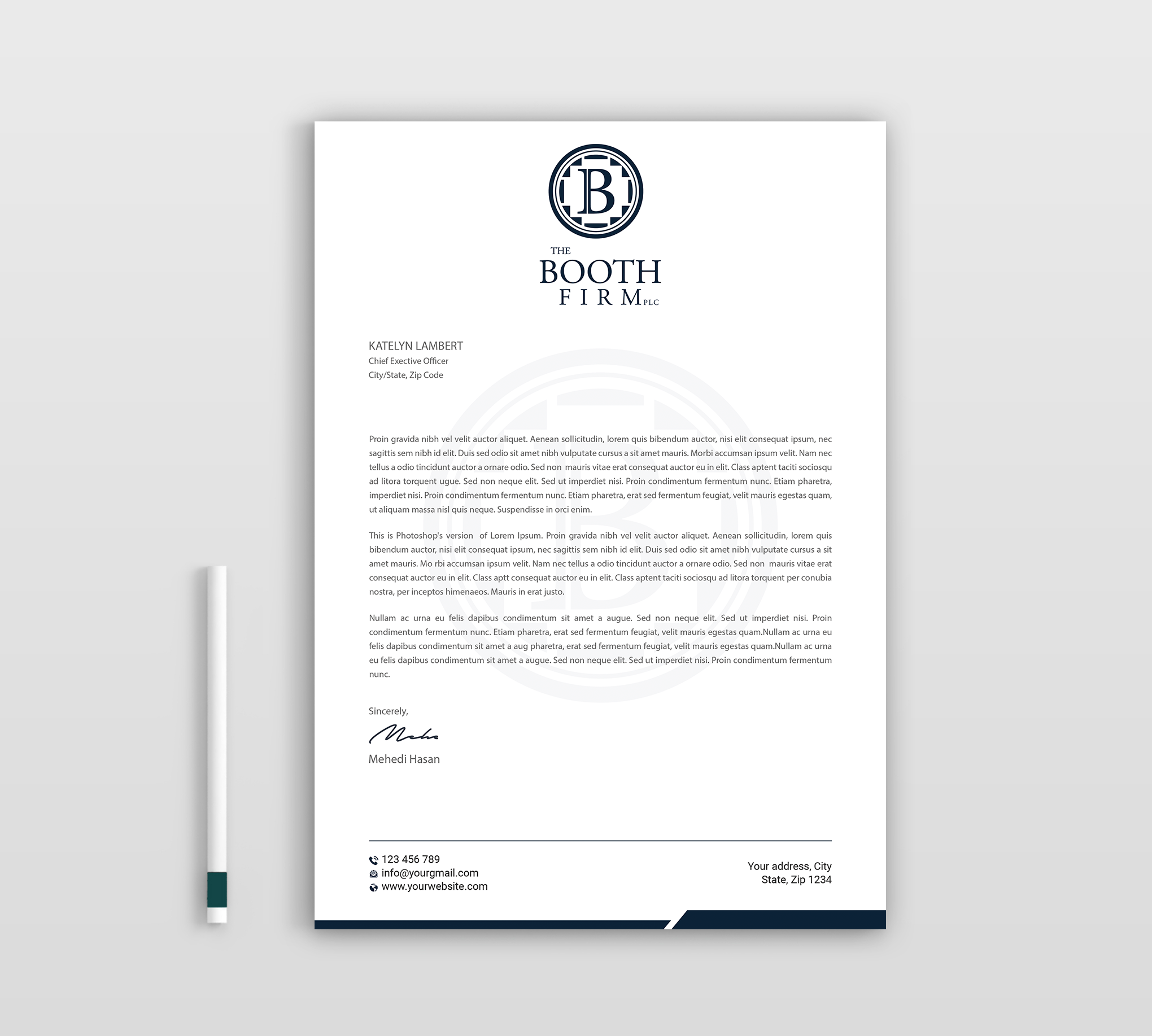 Stationery Design by Expert Bappy for The Booth Firm PLLC | Design #34436067