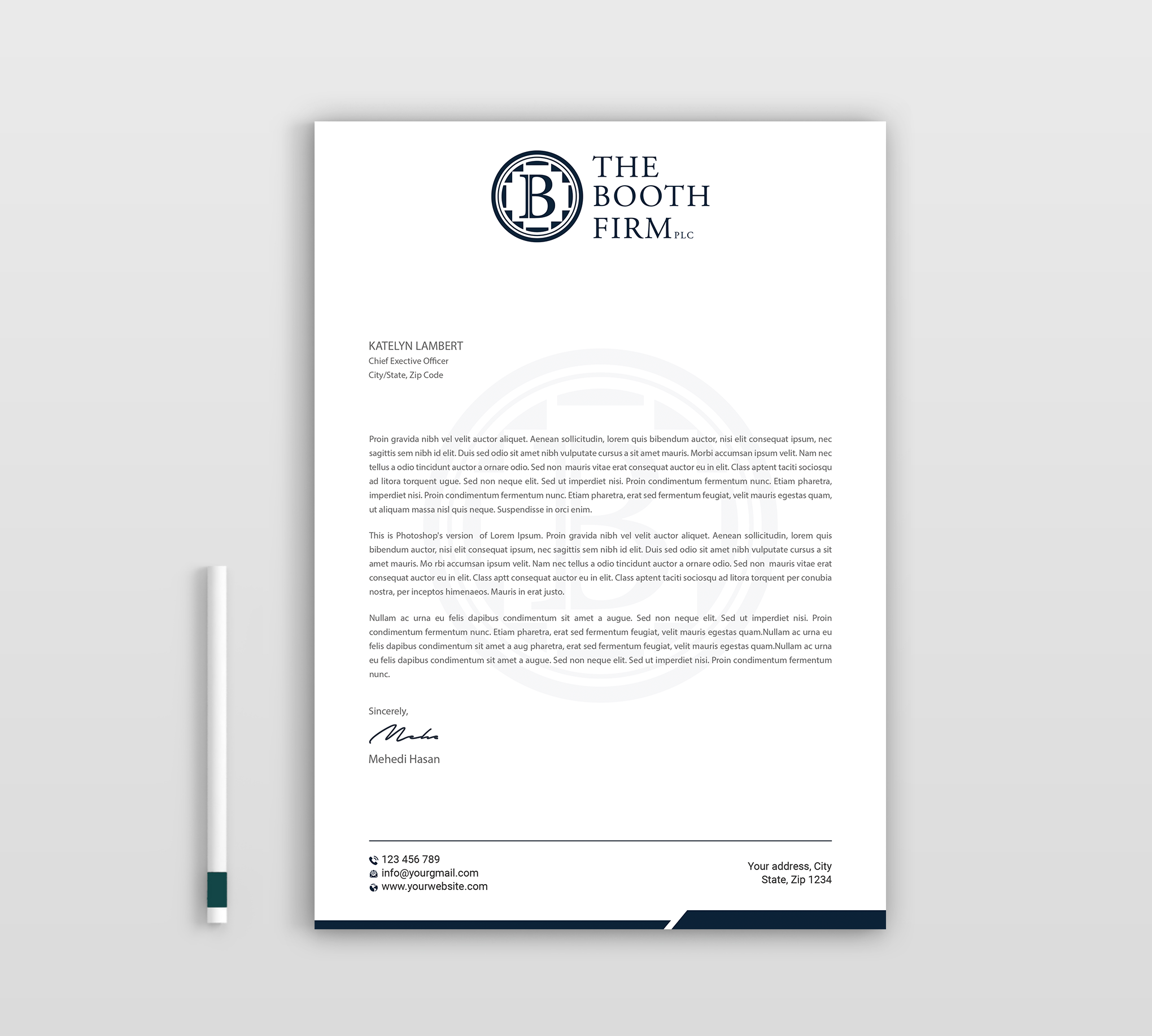 Stationery Design by Expert Bappy for The Booth Firm PLLC | Design #34436090