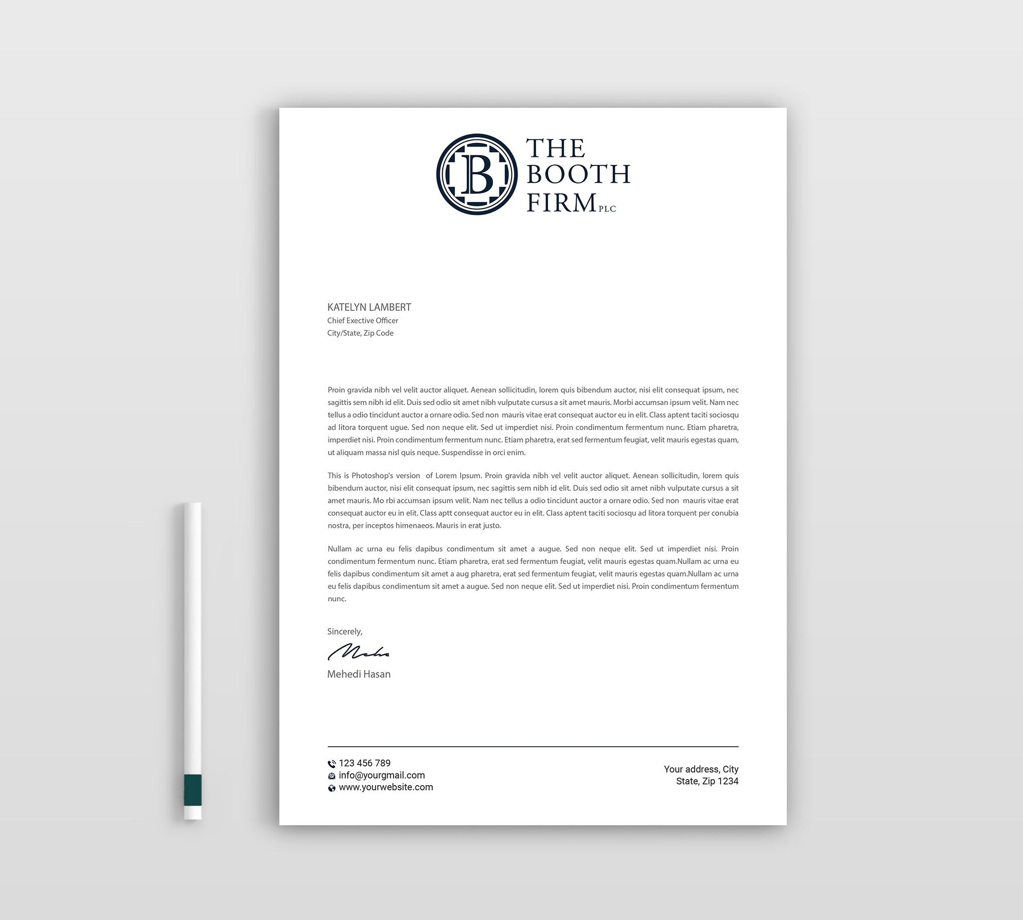 Stationery Design by Expert Bappy for The Booth Firm PLLC | Design #34436092