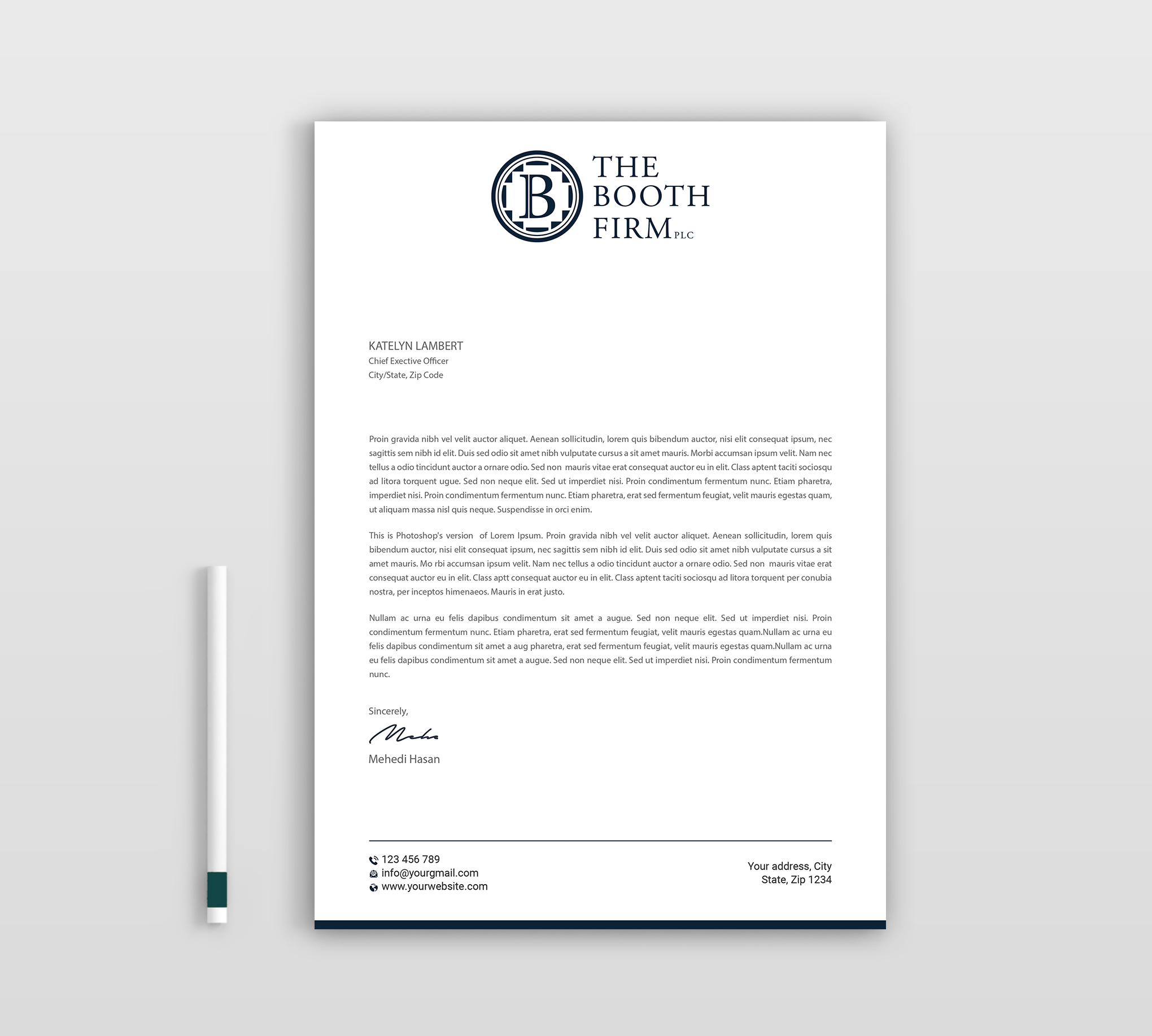 Stationery Design by Expert Bappy for The Booth Firm PLLC | Design #34436093