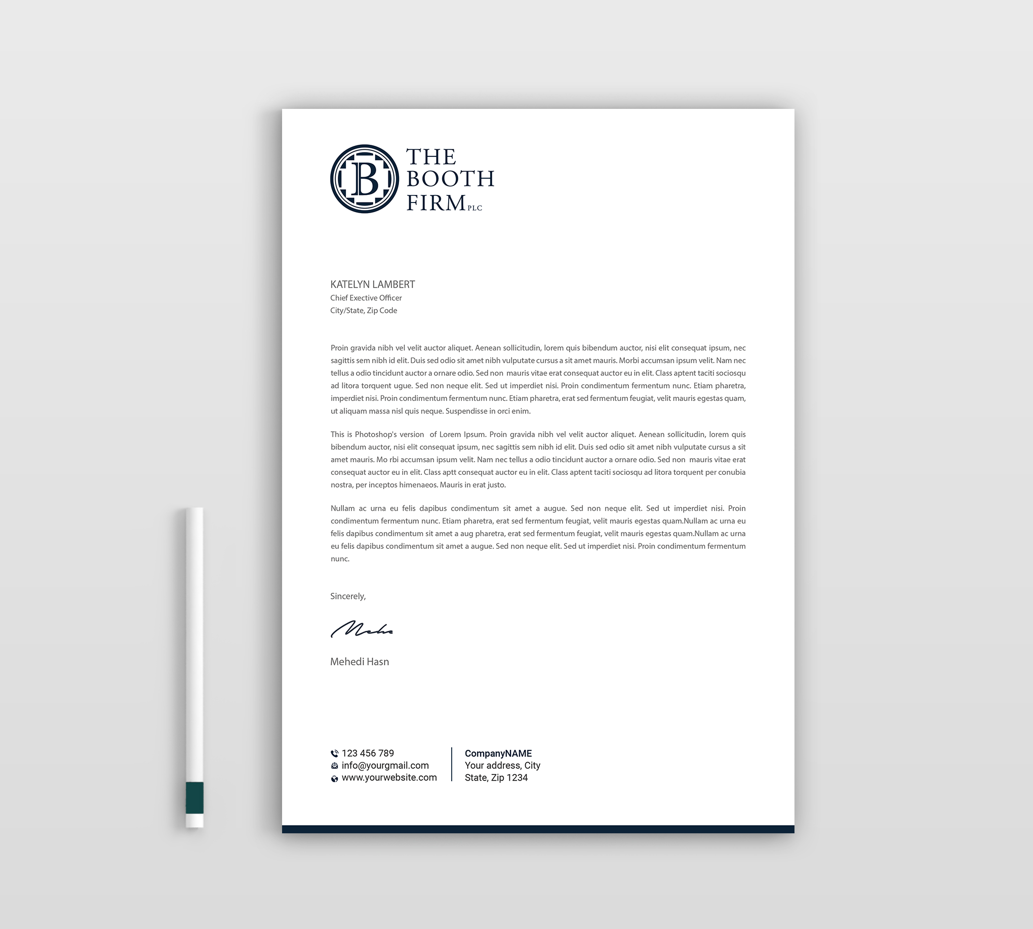 Stationery Design by Expert Bappy for The Booth Firm PLLC | Design #34436264